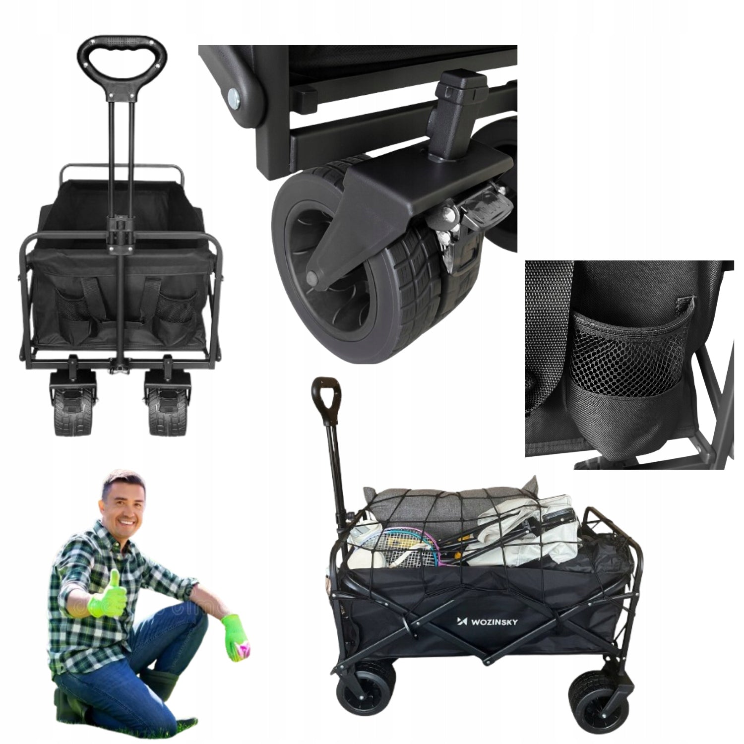 GARDEN TROLLEY TRANSPORT WHEELBARROW TRAILER FOLDING TOURIST 120L