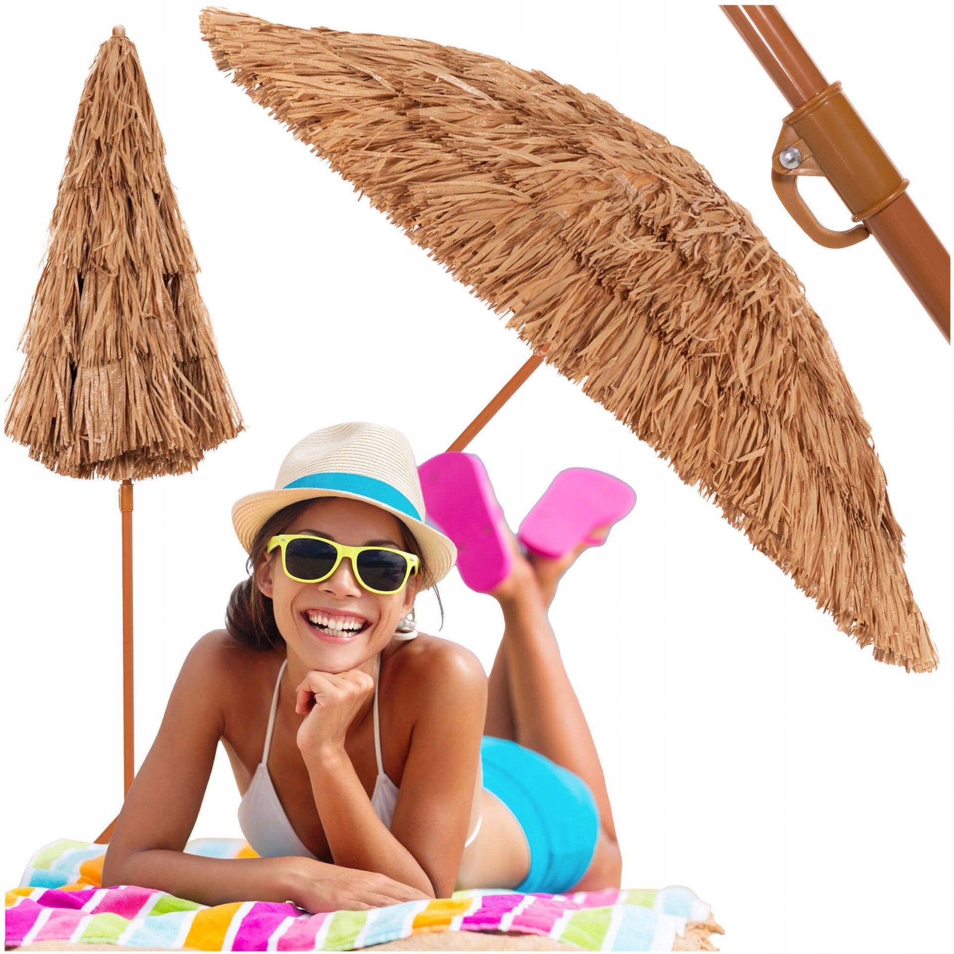 GARDEN UMBRELLA LARGE BEACH HAWAIIAN BROKEN 160 CM BALCONY TERRACE FOLDING