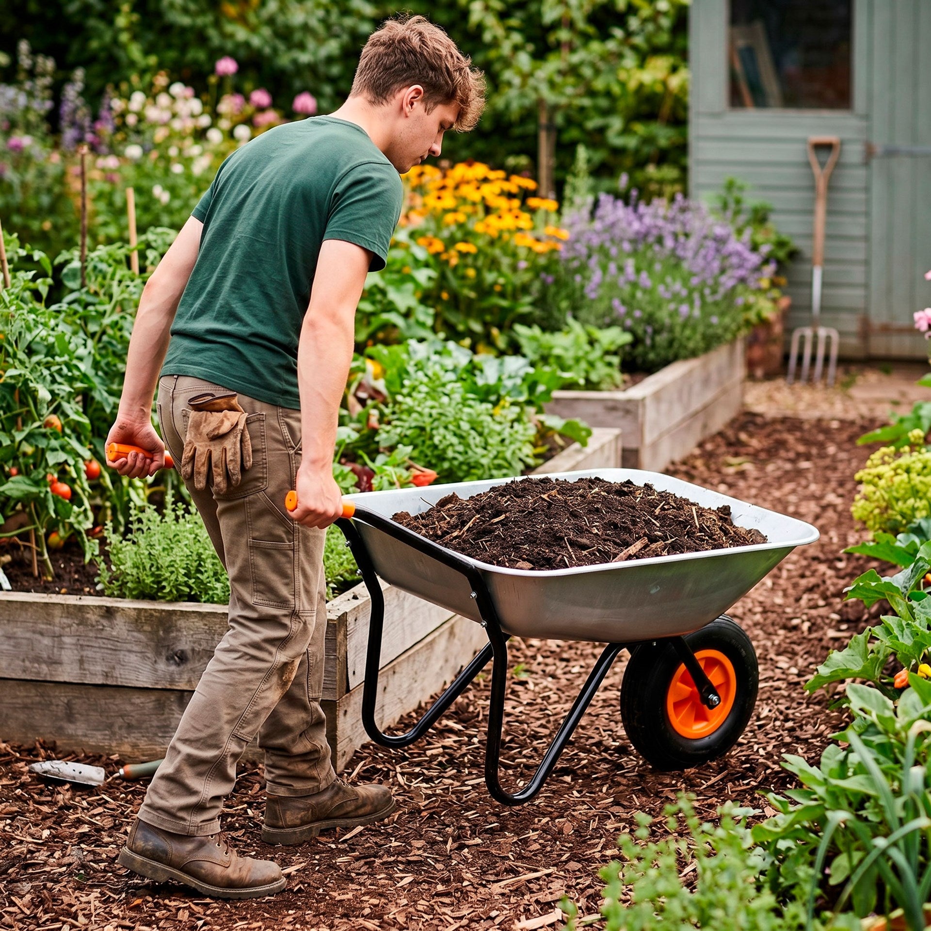 GARDEN WHEELBARROW 120L STRONG WHEELBARROW WHEEL TIRE TRANSPORT TROLLEY GALVANIZED STEEL Manufacturer code GA0256