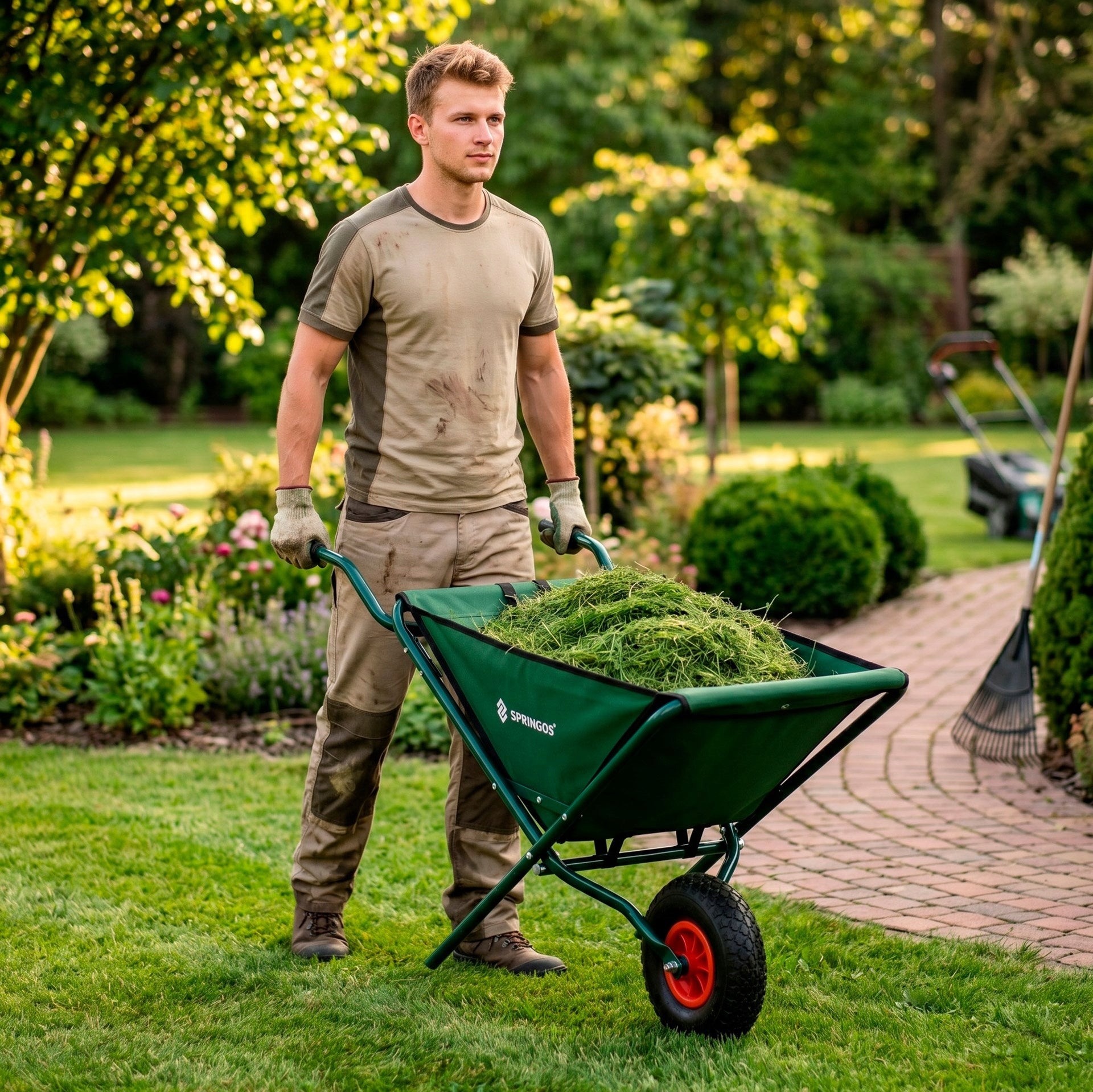 GARDEN WHEELBARROW FOLDING 50L STRONG WHEELBARROW WHEEL TIRE TRANSPORT TROLLEY Kind wheelbarrow