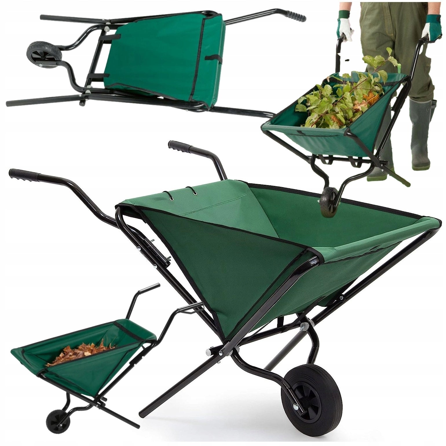 GARDEN WHEELBARROW FOLDING TROLLEY LIGHT TRANSPORT PORTABLE LIGHT MALA