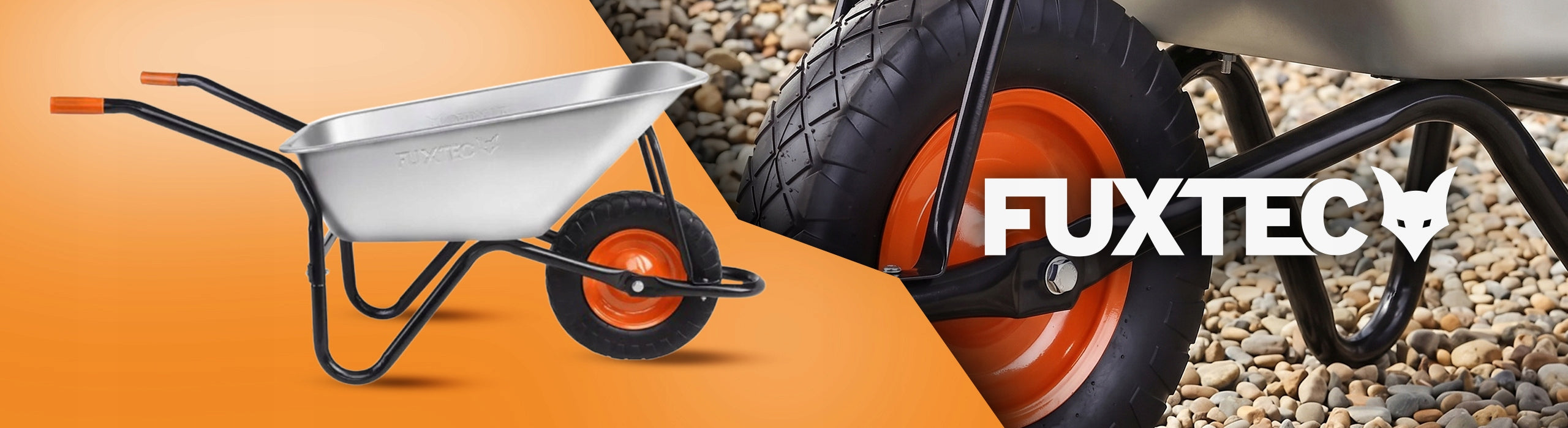 GARDEN WHEELBARROW FUXTEC 90L 120KG TROLLEY GALVANIZED STEEL CONSTRUCTION STRONG Kind trolley
