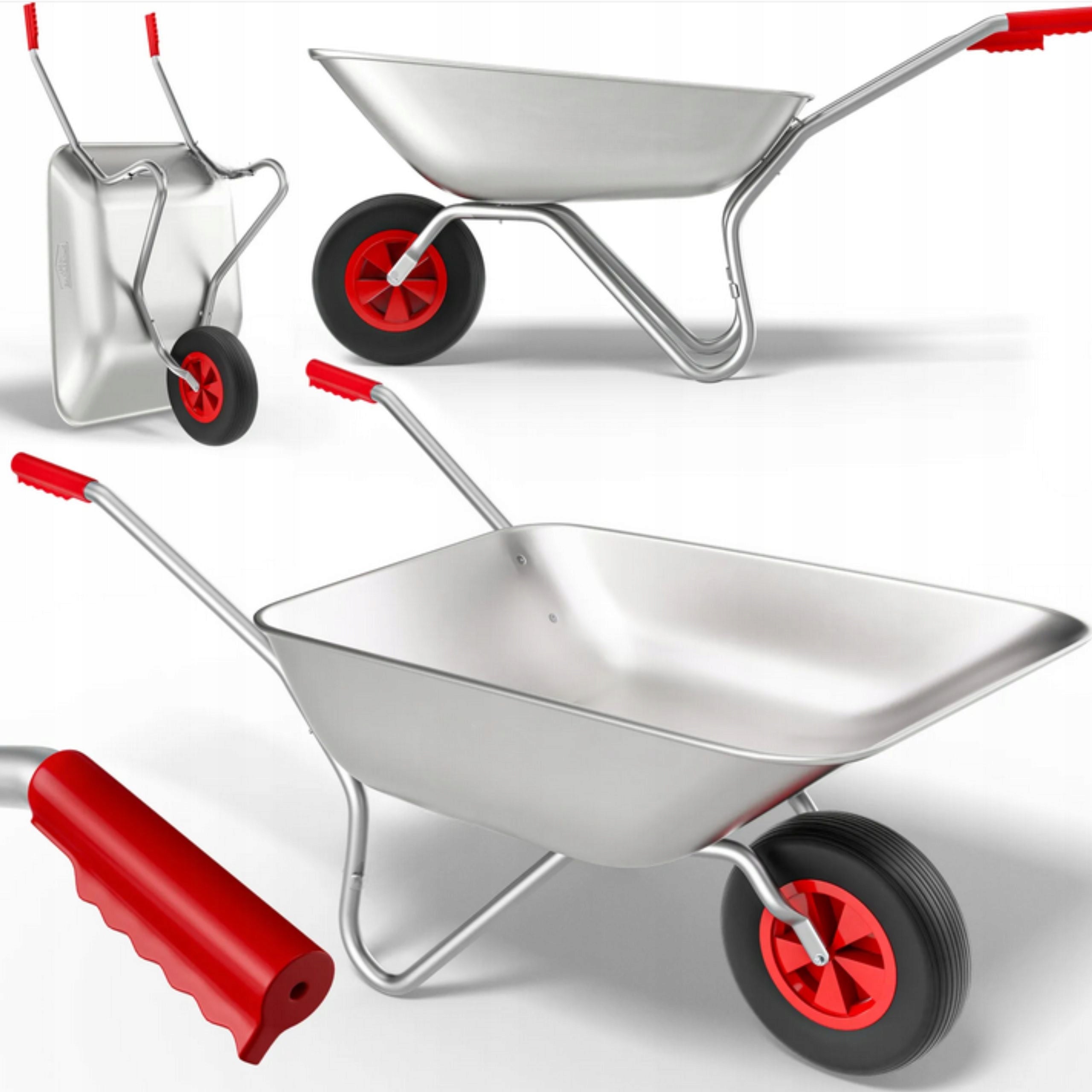 GARDEN WHEELBARROW LIGHT GALVANIZED TRANSPORT GARDEN TROLLEY 120 L / 80L
