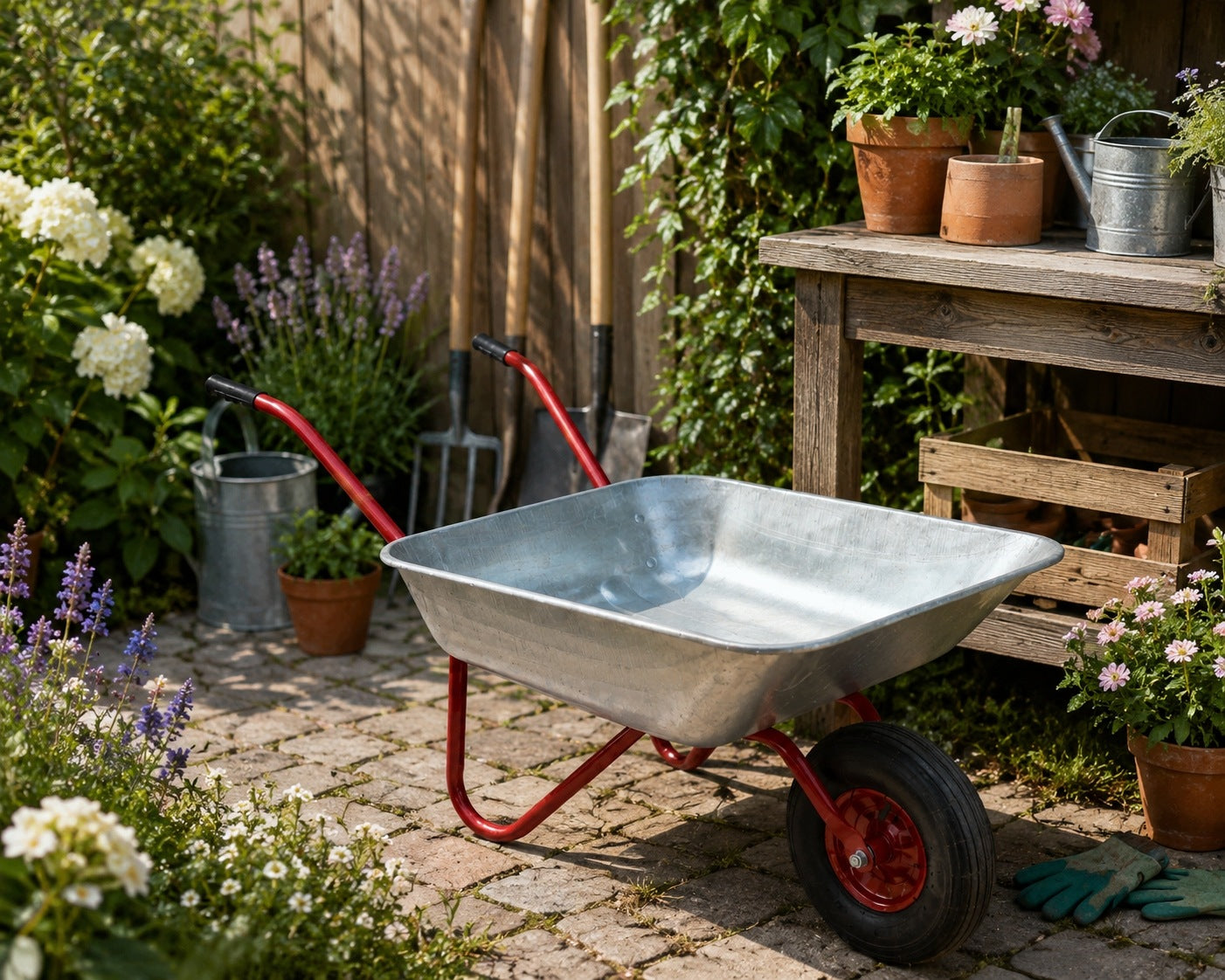 GARDEN WHEELBARROW LIGHT GALVANIZED WITH METAL WHEEL 80/120 kg STRONG Brand Karin
