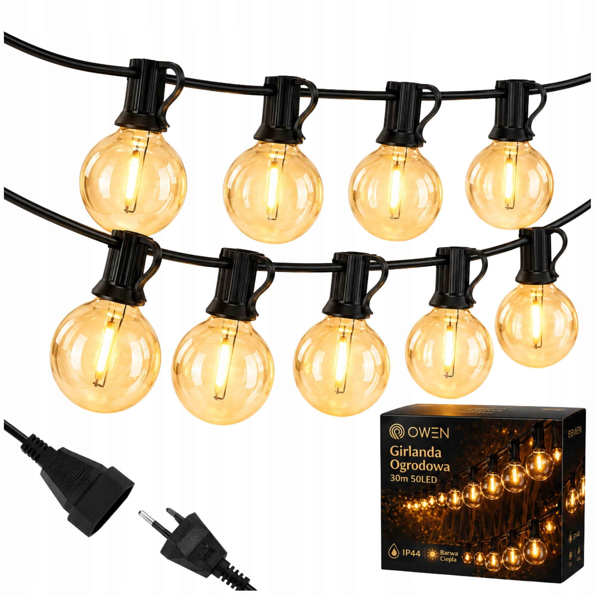 GARLAND LED LIGHT GARDEN LIGHTS 30M 60 BULBS WATERPROOF OUTDOOR