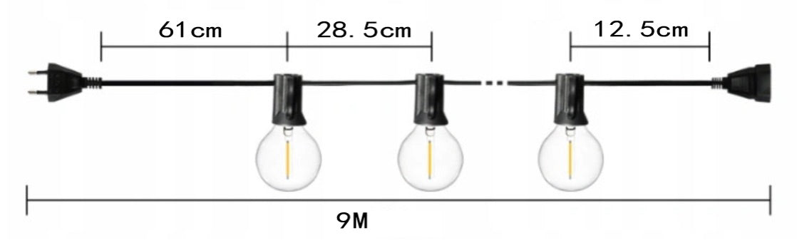 GARLAND LED LIGHT GARDEN LIGHTS 9M 32 BULBS WATERPROOF OUTDOOR Packaging status original