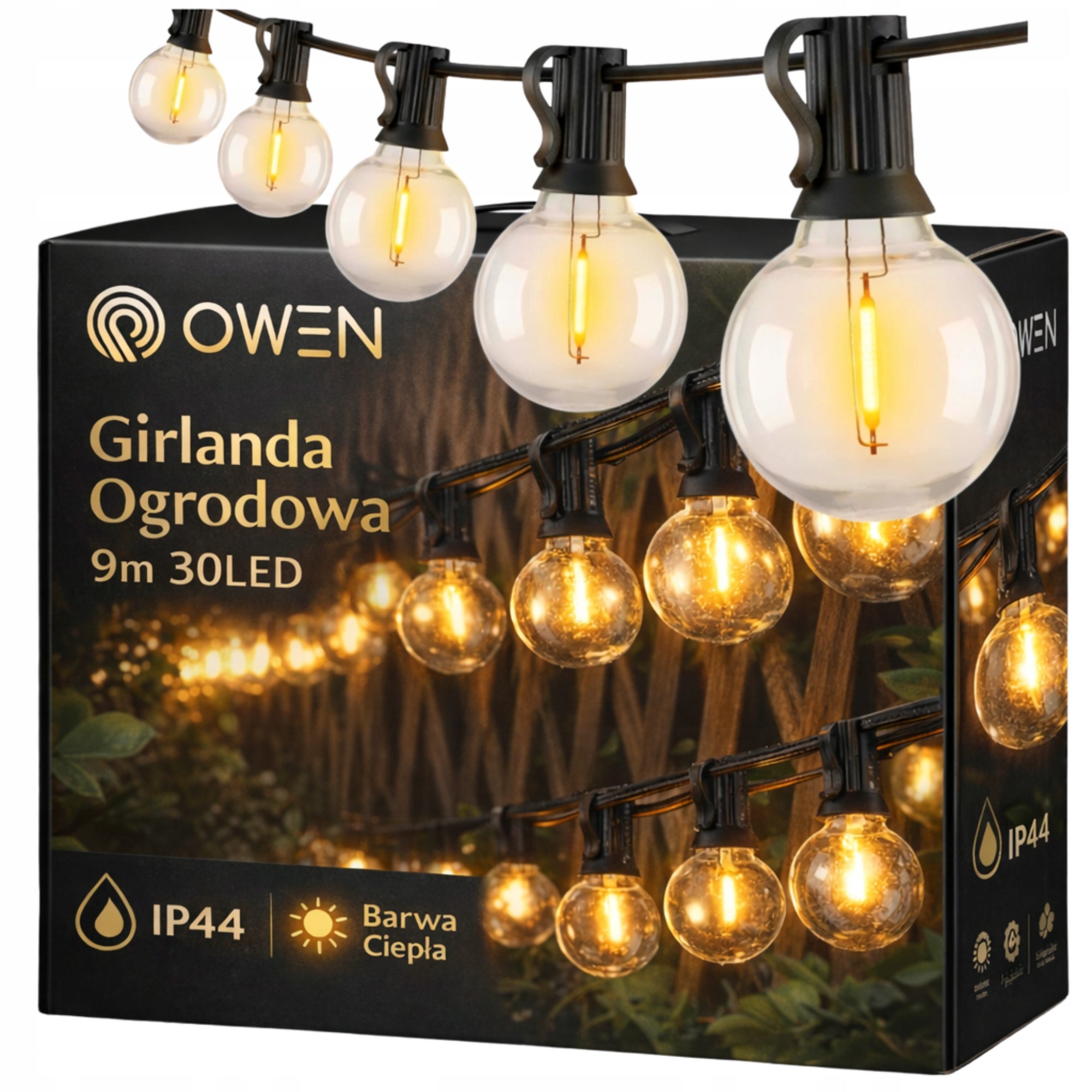 GARLAND LED LIGHT GARDEN LIGHTS 9M 32 BULBS WATERPROOF OUTDOOR