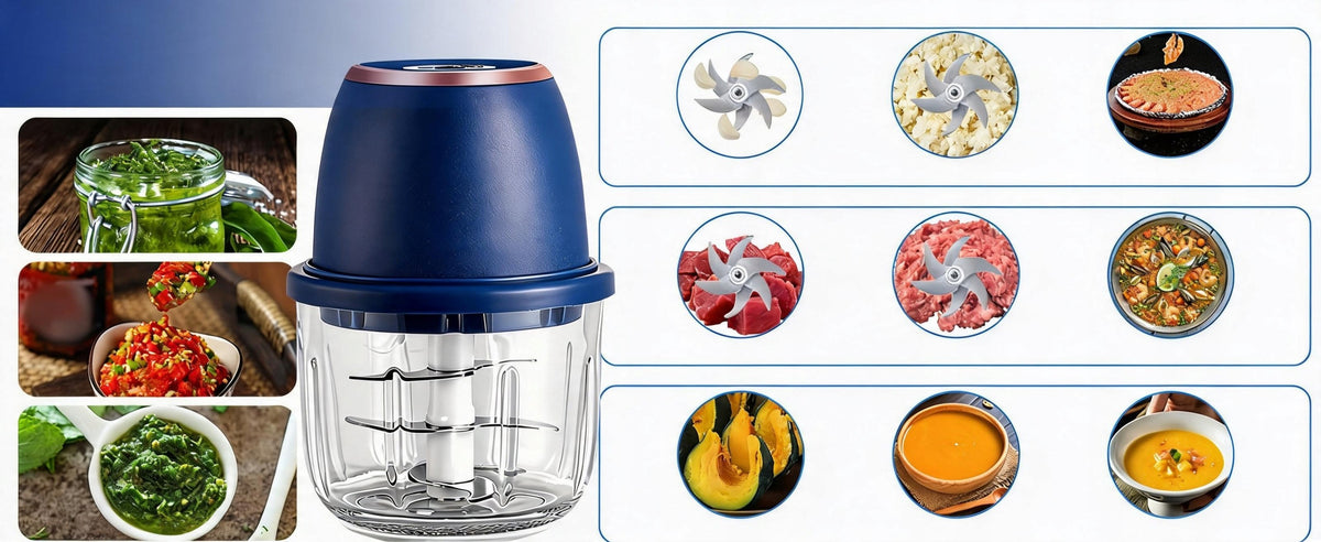 GARLIC ONION VEGETABLE CHOPPER MINI ELECTRIC SHREDDER SAFE Packaging status original
