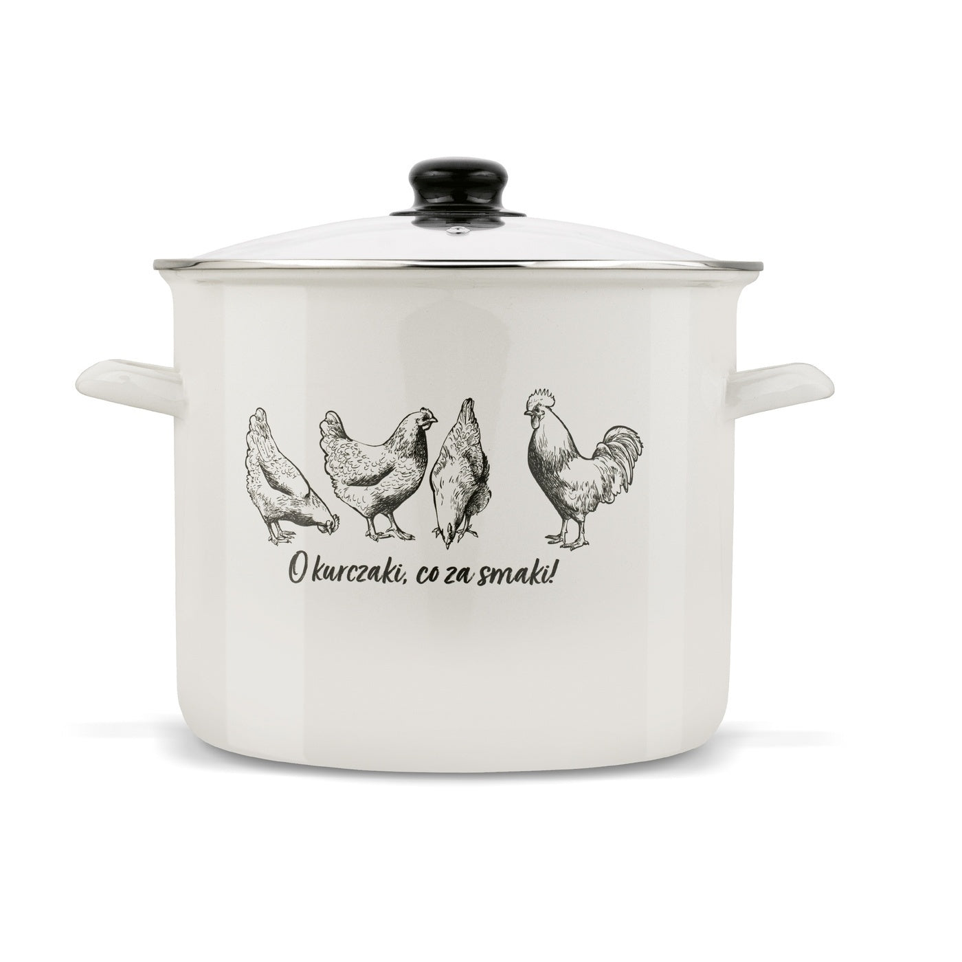 GAS ENAMEL POT Lid LARGE STEEL Tadar O Chickens 8 l 26cm Brand Tadar