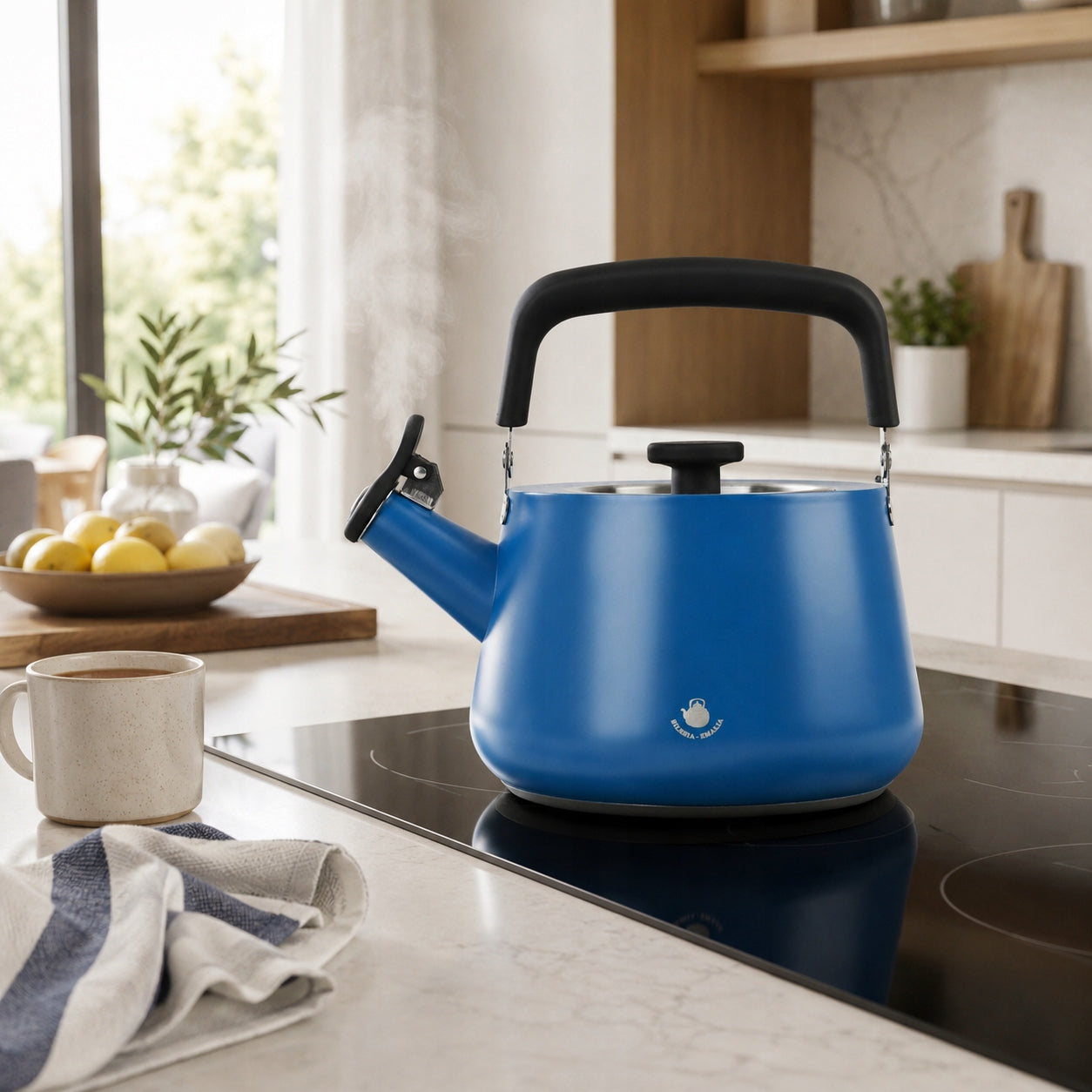 GAS KETTLE 2,2L KETTLE WITH WHISTLE COVER STEEL INDUCTION BLUE Packaging status original