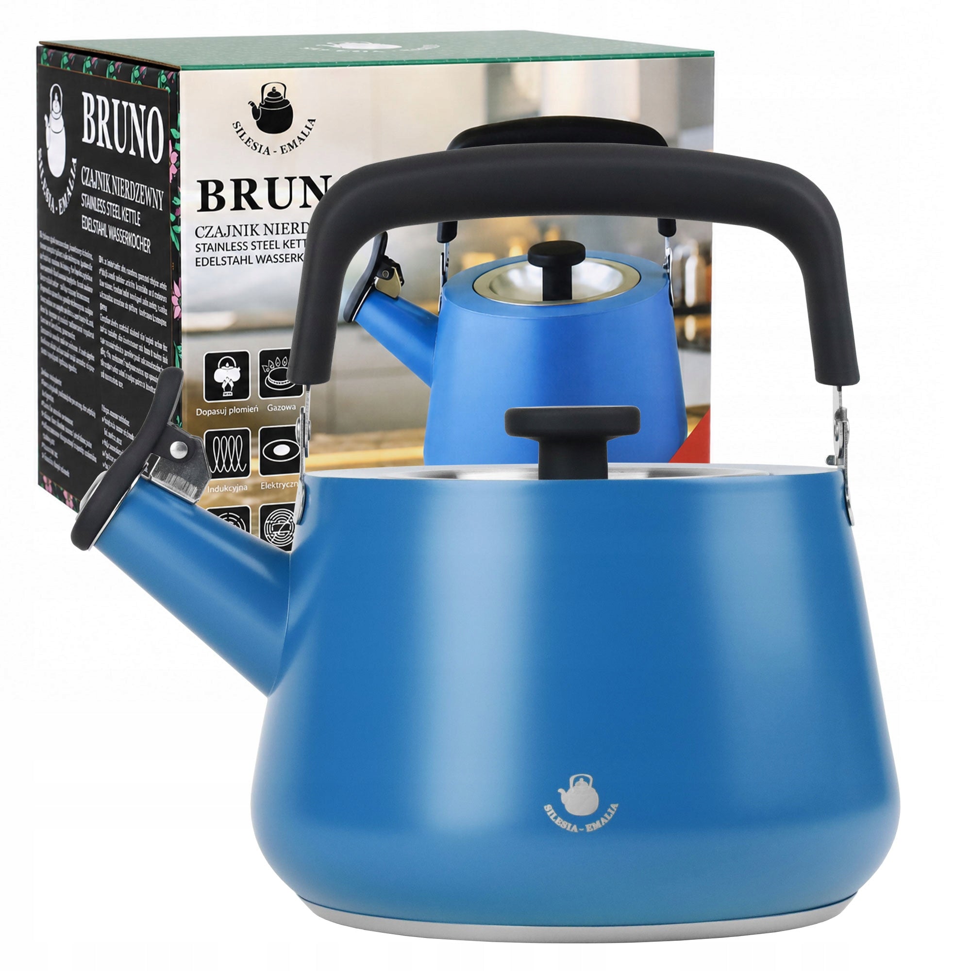 GAS KETTLE 2,2L KETTLE WITH WHISTLE COVER STEEL INDUCTION BLUE