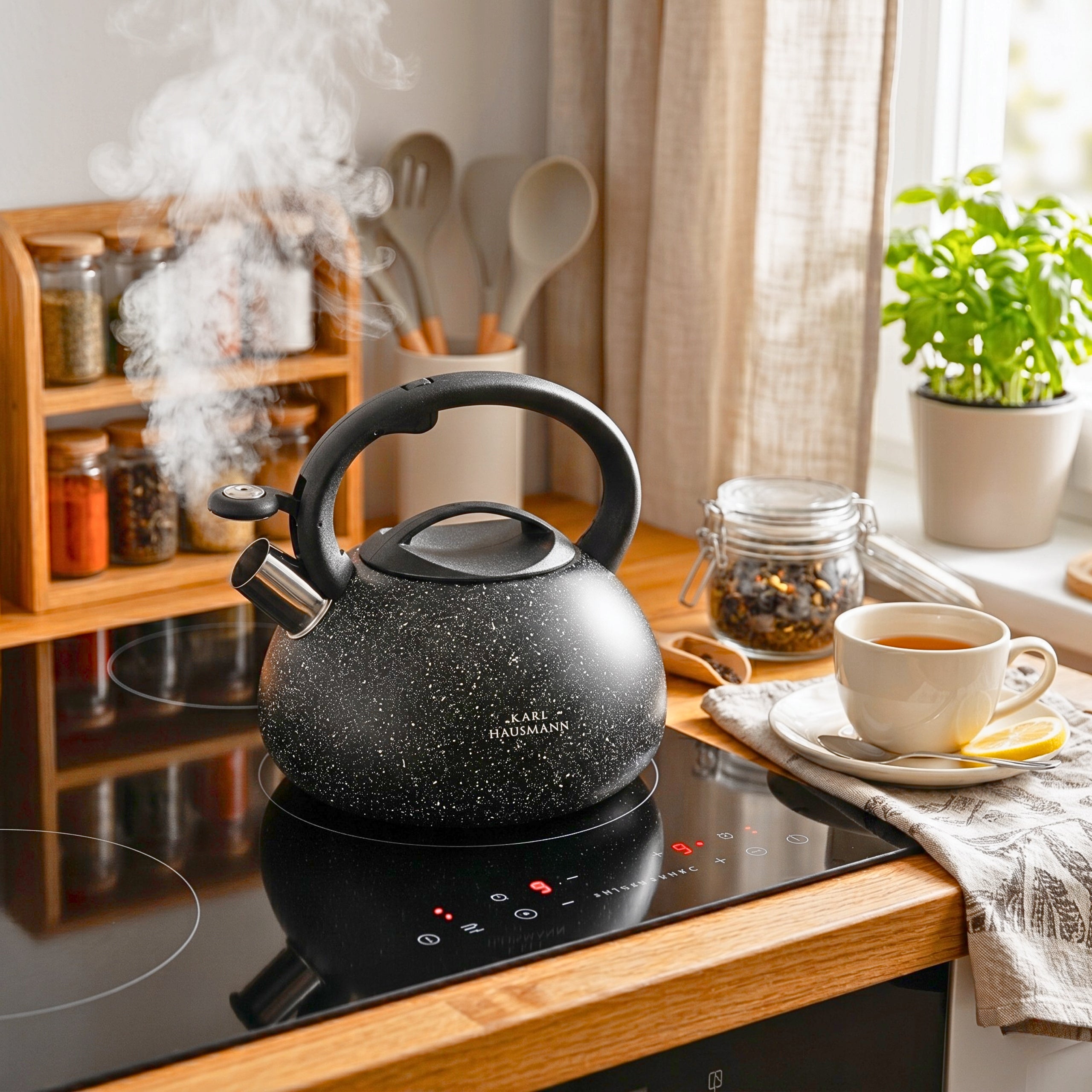 GAS KETTLE 3L KETTLE WITH WHISTLE COVER STEEL INDUCTION BLACK INOX Manufacturer code 5907564507813