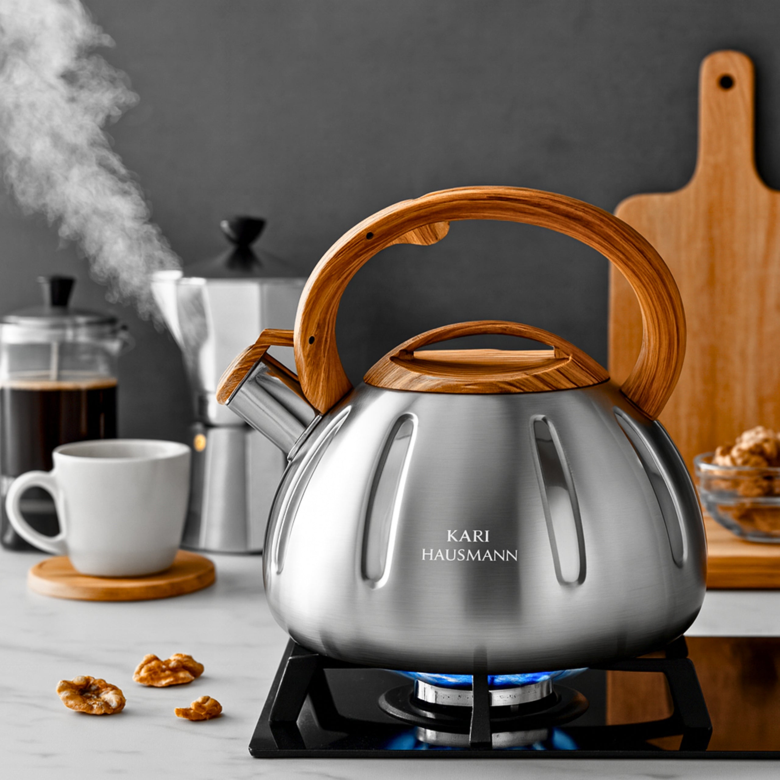 GAS KETTLE 3L WHISTLING KETTLE WITH LID STAINLESS STEEL INDUCTION SILVER INOX Packaging status original