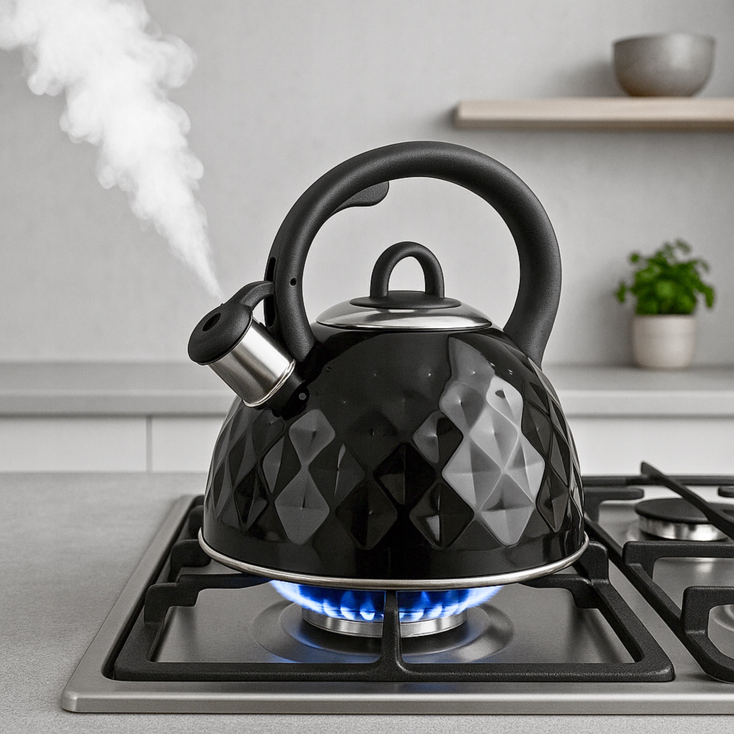 GAS KETTLE BLACK 2,5L WITH WHISTLE COVER STEEL INDUCTION GAS Manufacturer code 5907564509008