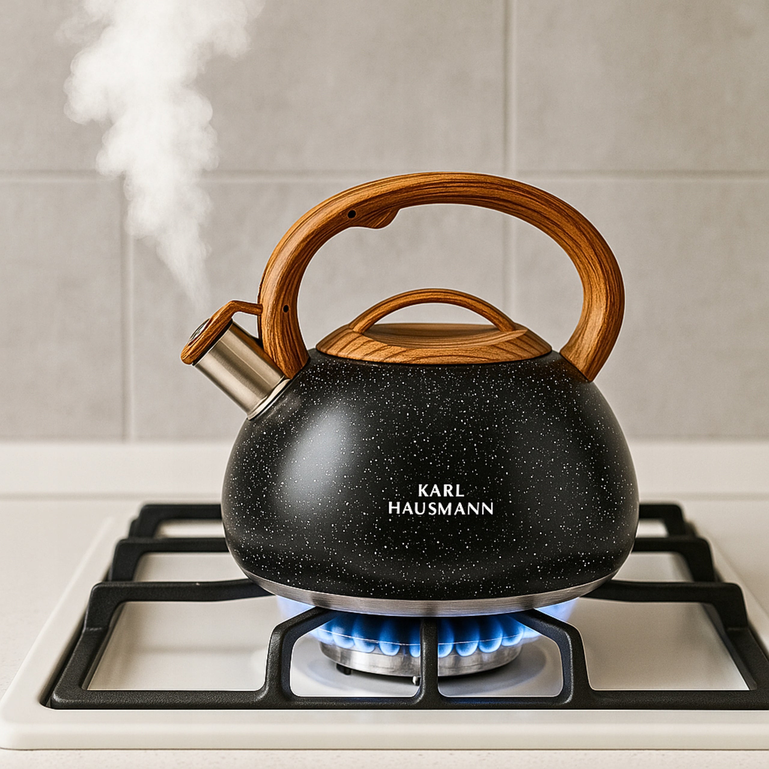 GAS KETTLE BLACK 3L WITH WHISTLE COVER HANDLE STEEL INDUCTION Manufacturer code CZAJNIK STALOWY na GAZ 3L CZARNY