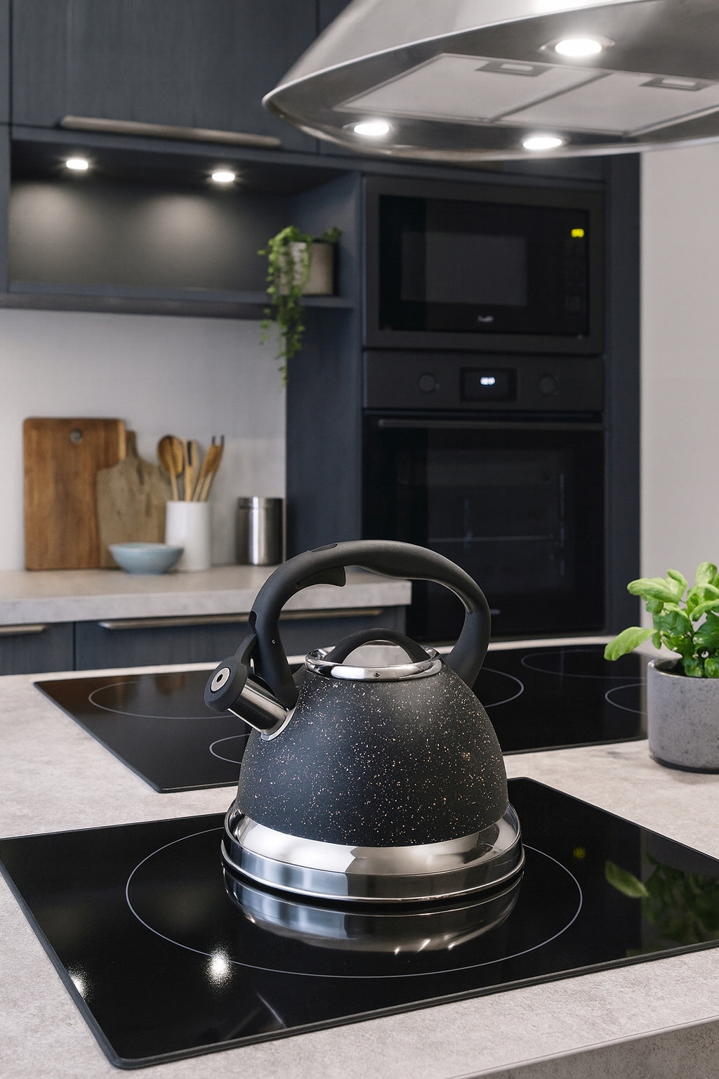 GAS KETTLE INDUCTION BLACK LARGE steel 3,5L elegant Packaging status original