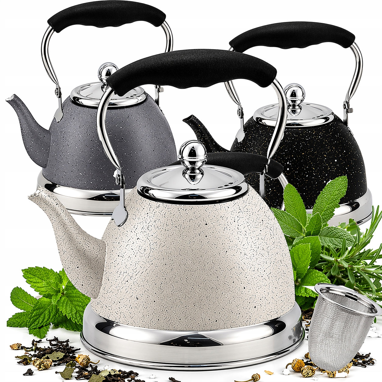GAS KETTLE INDUCTION SMALL WITH STRAINER 1,5L INDUCTION RETRO LOFT INFUSER