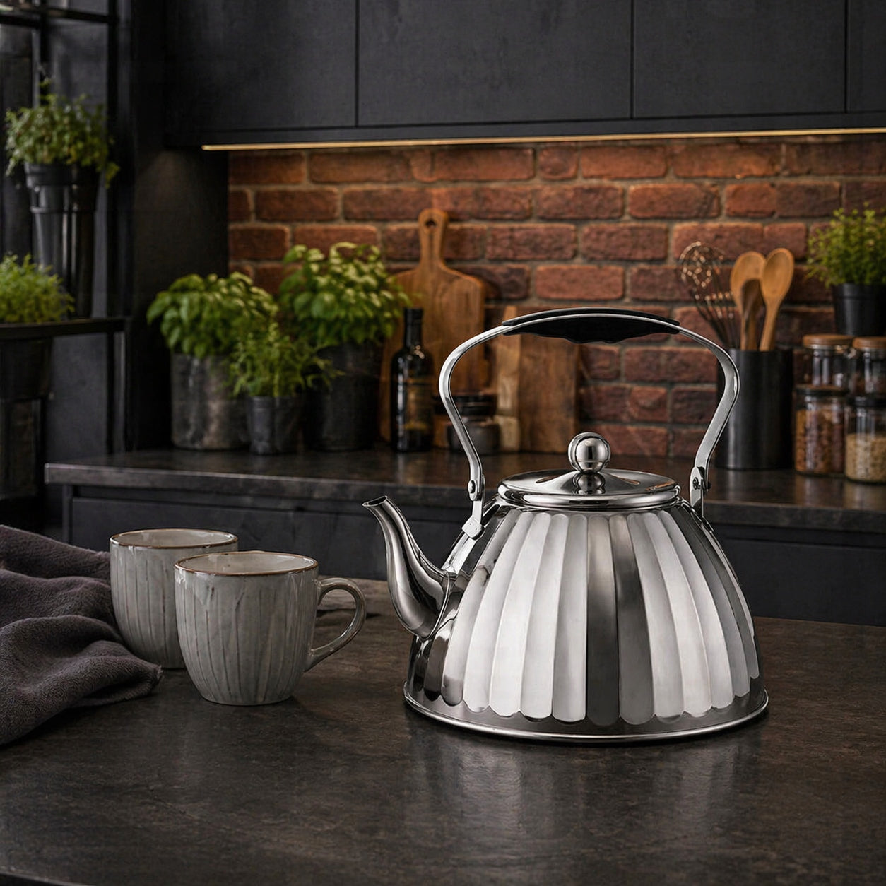 GAS KETTLE SMALL RETRO TEA TEAPOT 1,5L INDUCTION SILVER Manufacturer code KB-7456