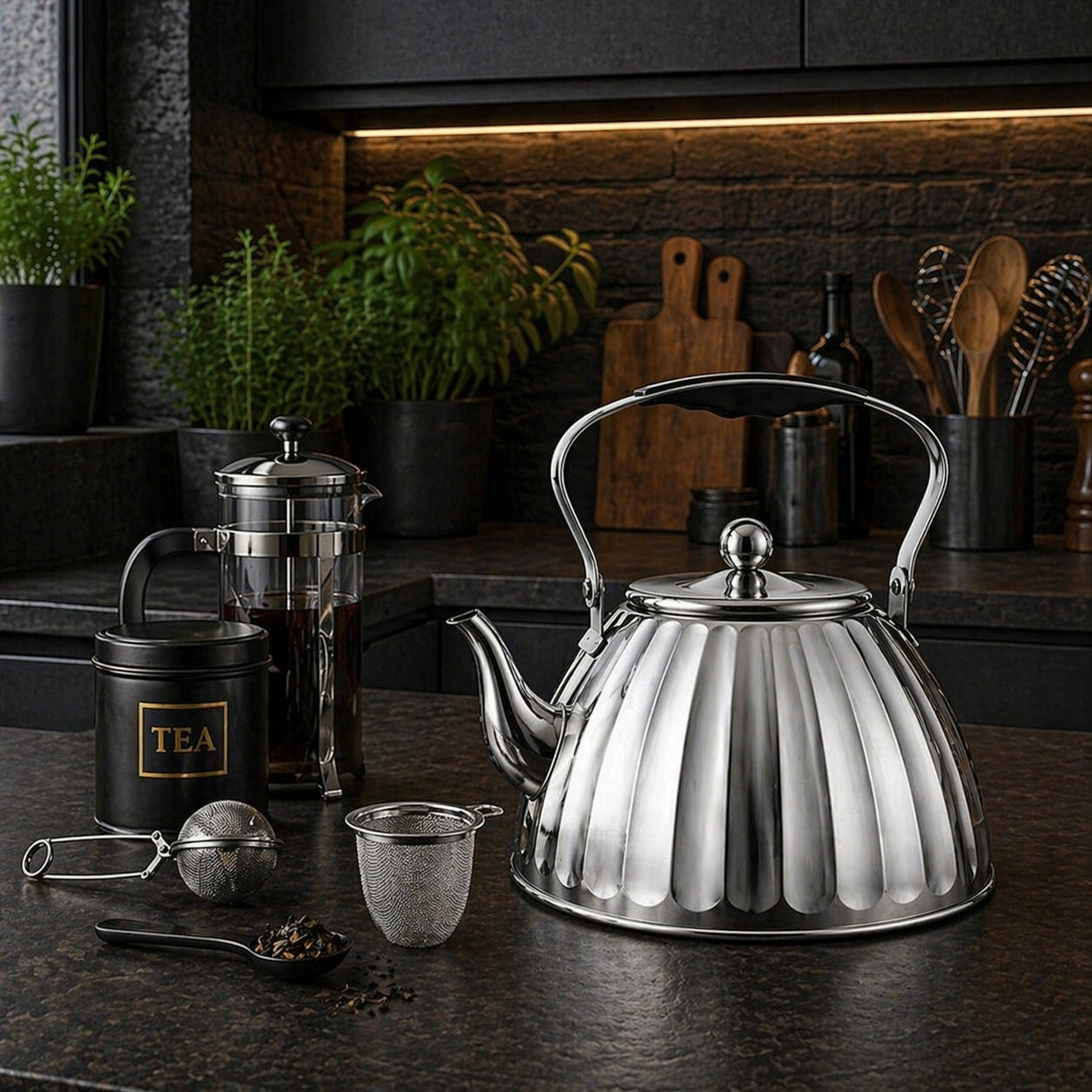 GAS KETTLE SMALL RETRO TEA TEAPOT 1,5L INDUCTION SILVER Packaging status original