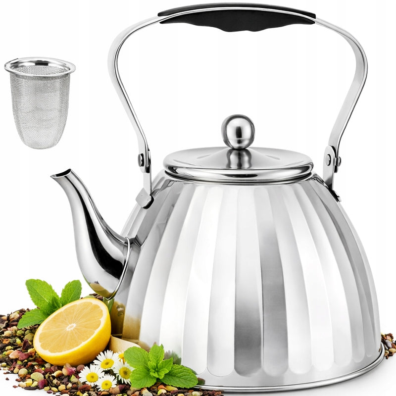 GAS KETTLE SMALL RETRO TEA TEAPOT 1,5L INDUCTION SILVER