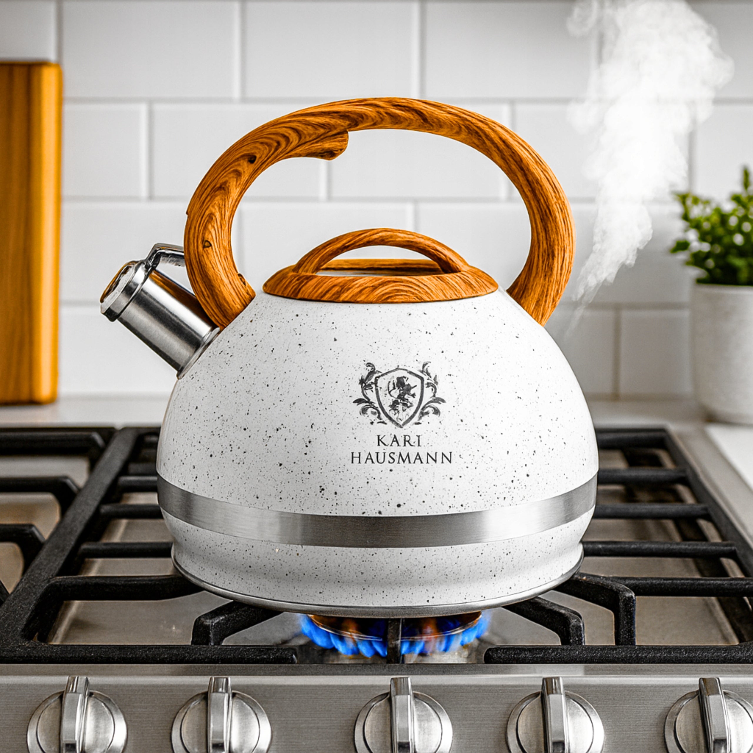 GAS KETTLE WHITE 3L WITH WHISTLE COVER STEEL INDUCTION MARBLE Manufacturer code 5905155012425