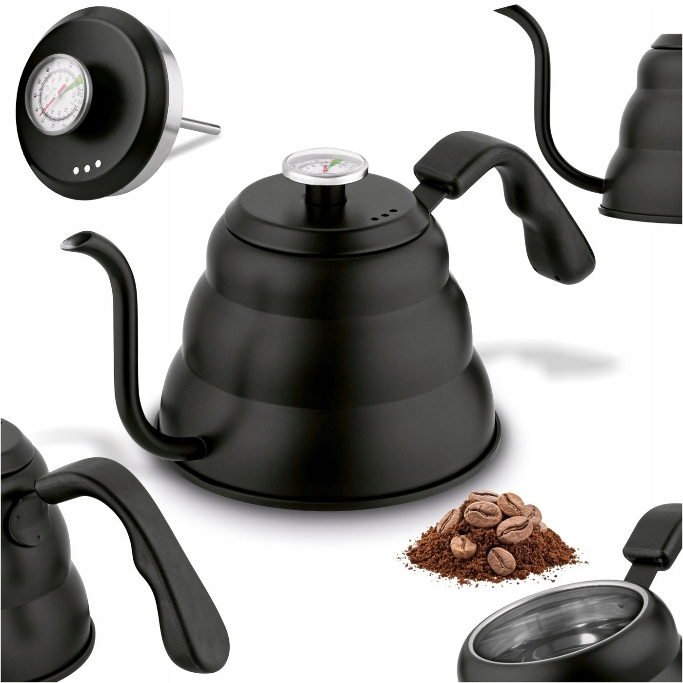 GAS KETTLE WITH THERMOMETER WATERING CAN Black INDUCTION Konighoffer Barista 1L