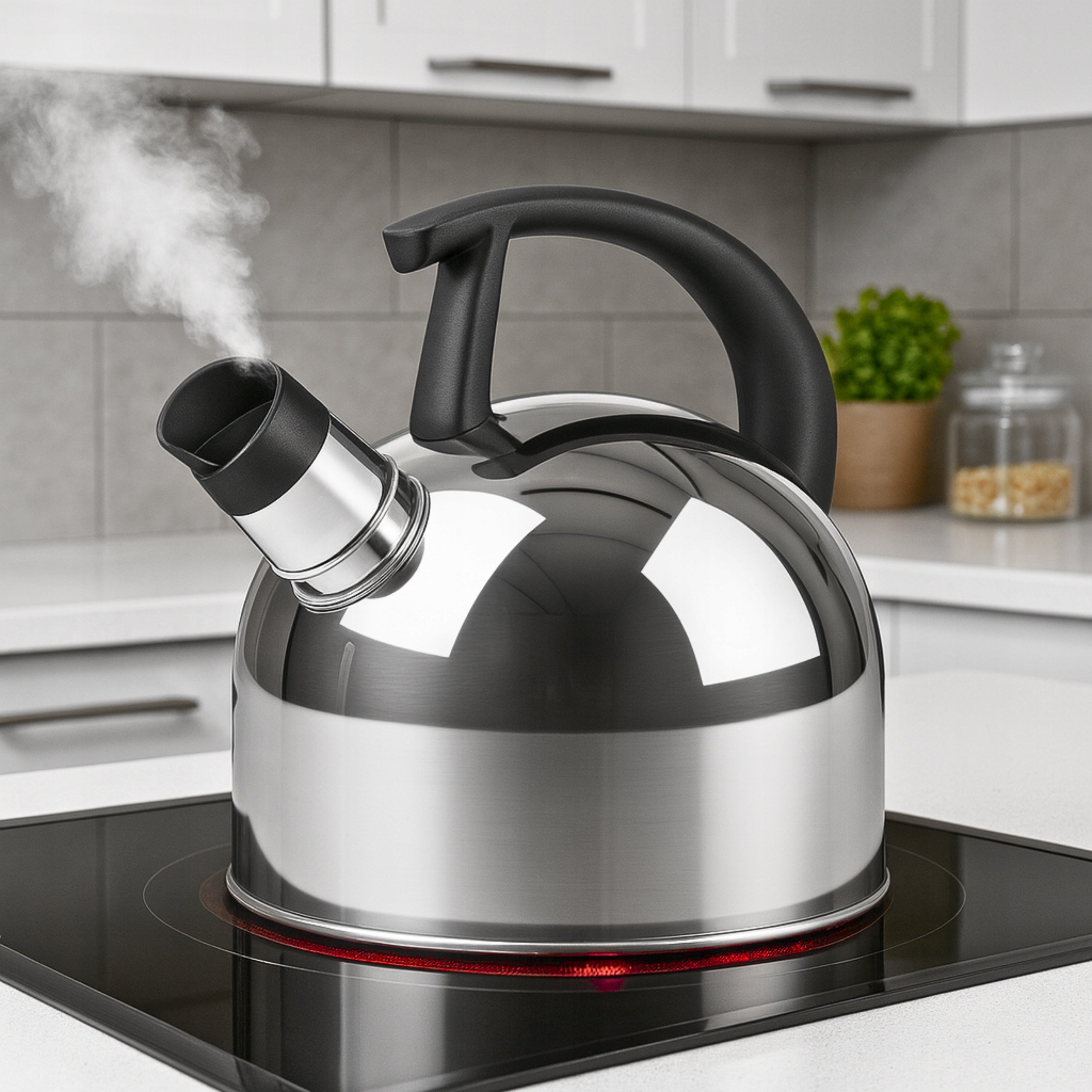 GAS KETTLE WITH WHISTLE LID 1,5L STEEL INDUCTION SILVER Packaging status original