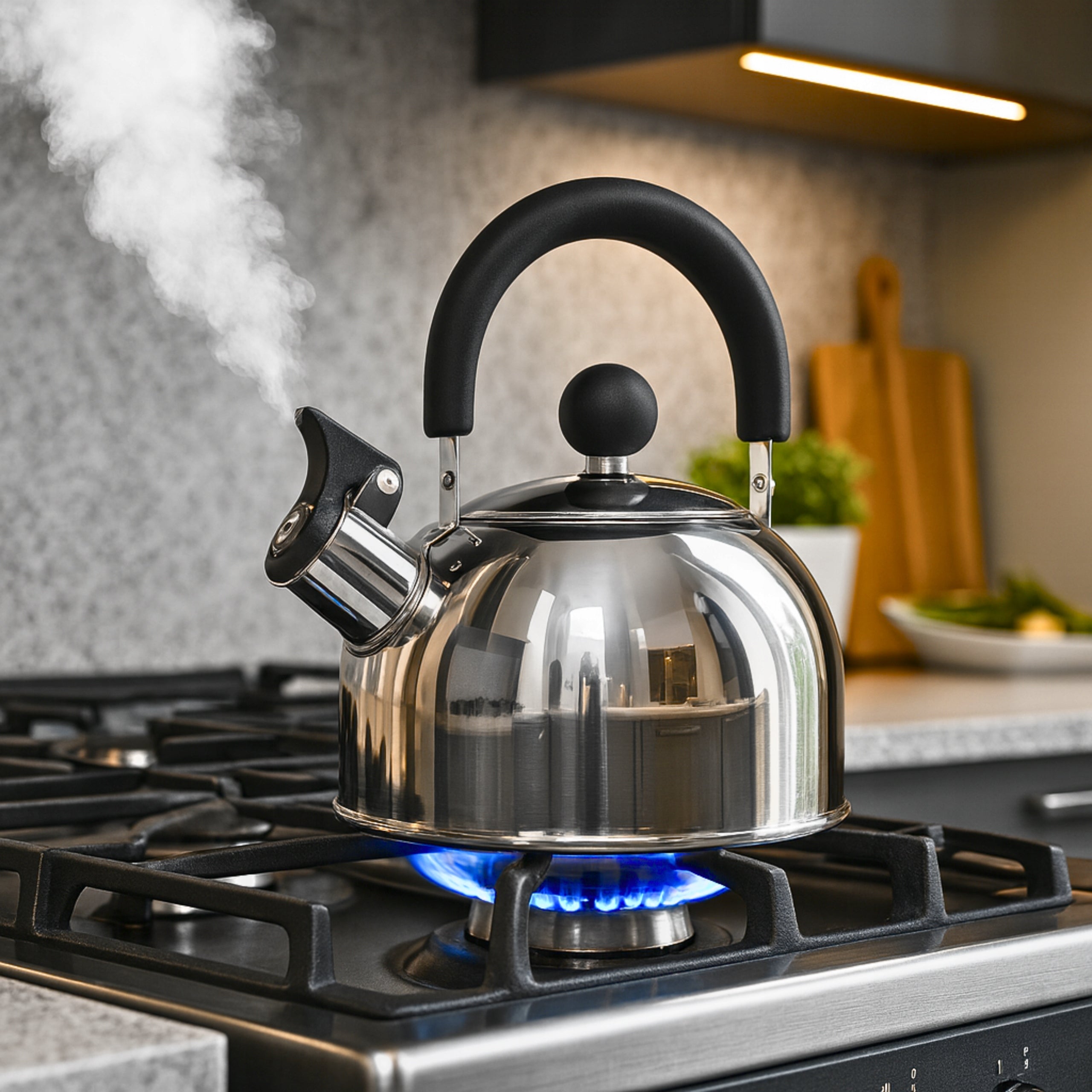 GAS KETTLE WITH WHISTLE LID 2L STEEL INDUCTION SILVER Packaging status original