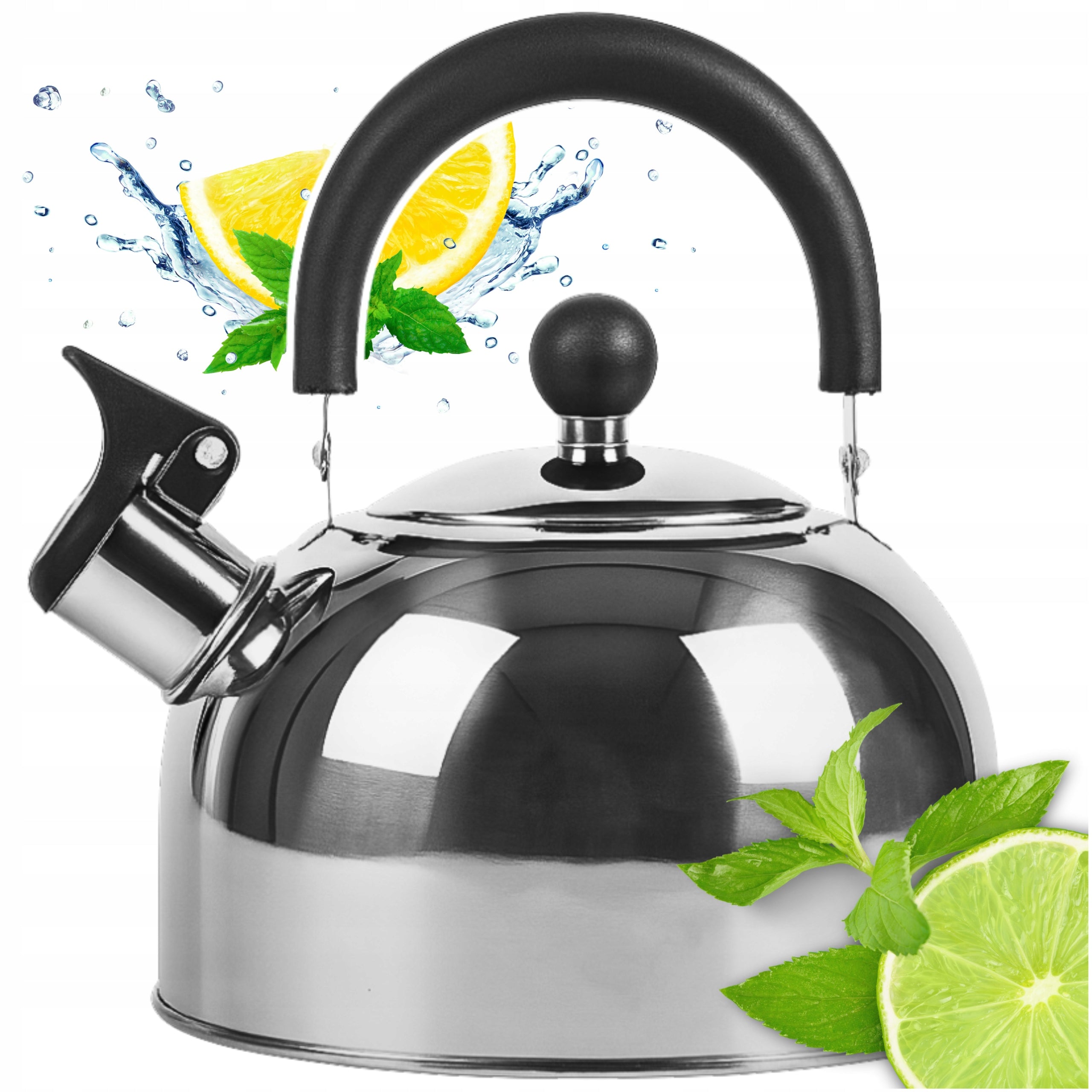 GAS KETTLE WITH WHISTLE LID 2L STEEL INDUCTION SILVER