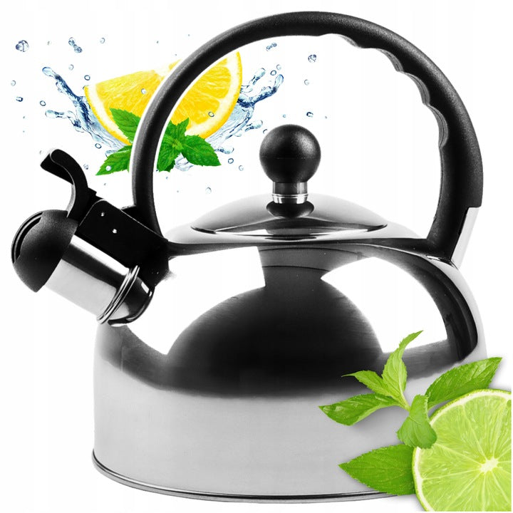 GAS KETTLE WITH WHISTLE LID 2L STEEL INDUCTION SILVER