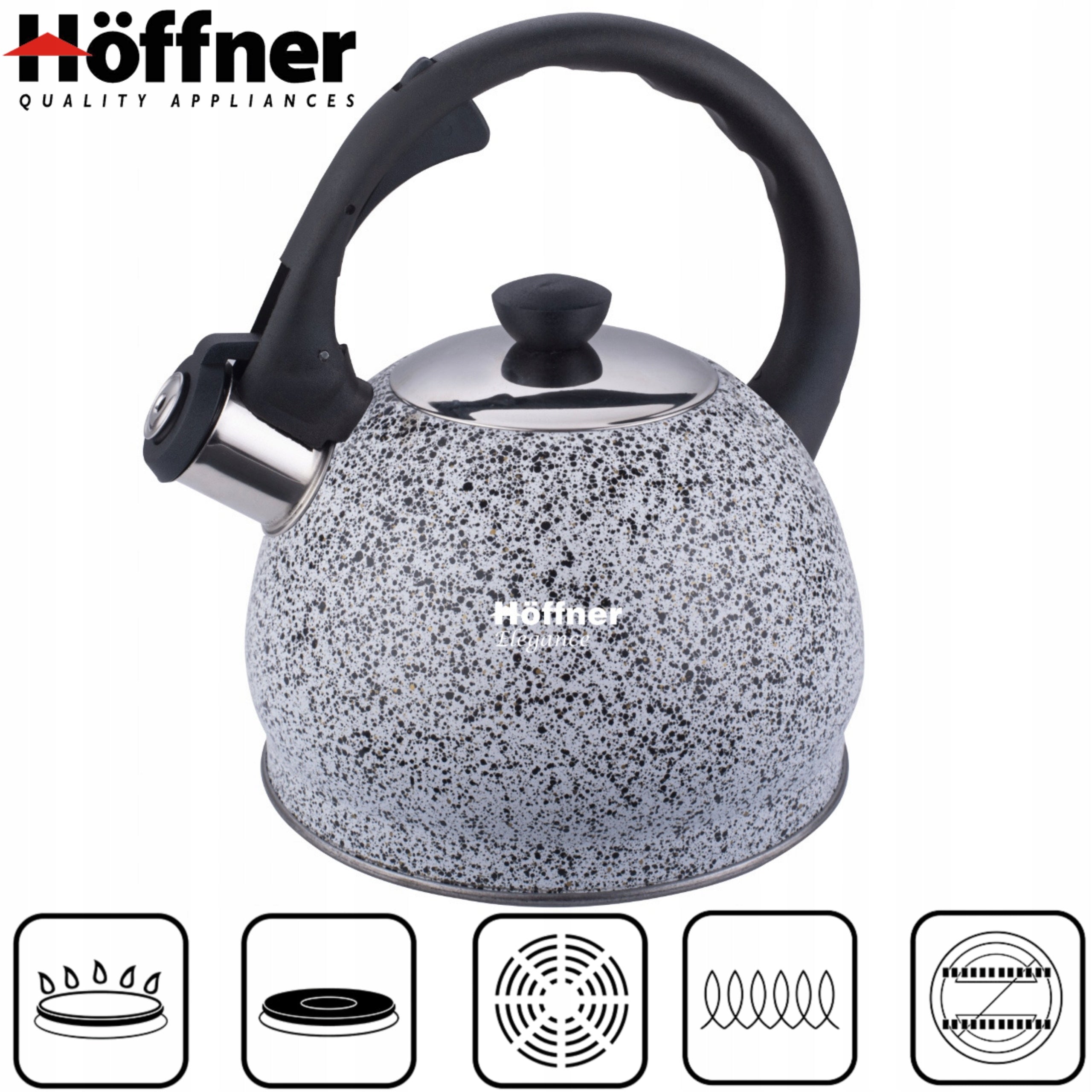 GAS Kettle 2.0L INDUCTION Kettle STAINLESS STEEL WITH WHISTLE GREY Packaging status original