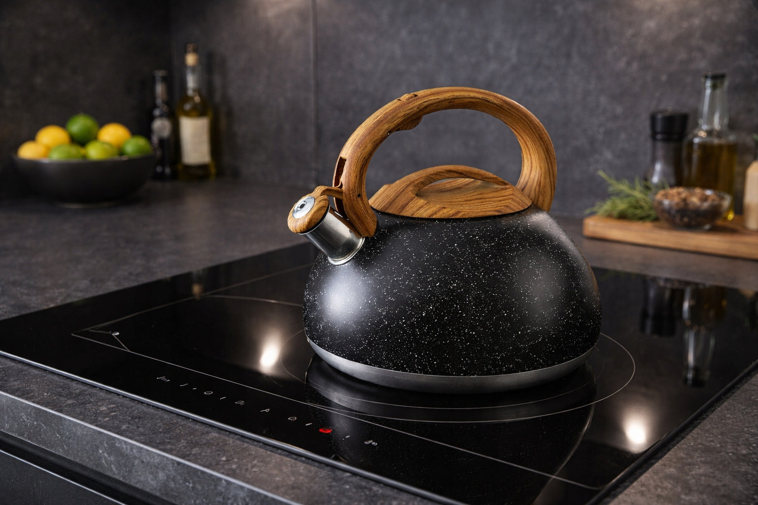 GAS Kettle INDUCTION BLACK MARBLED steel Hauspremium 3 l INDUCTION Brand Hauspremium