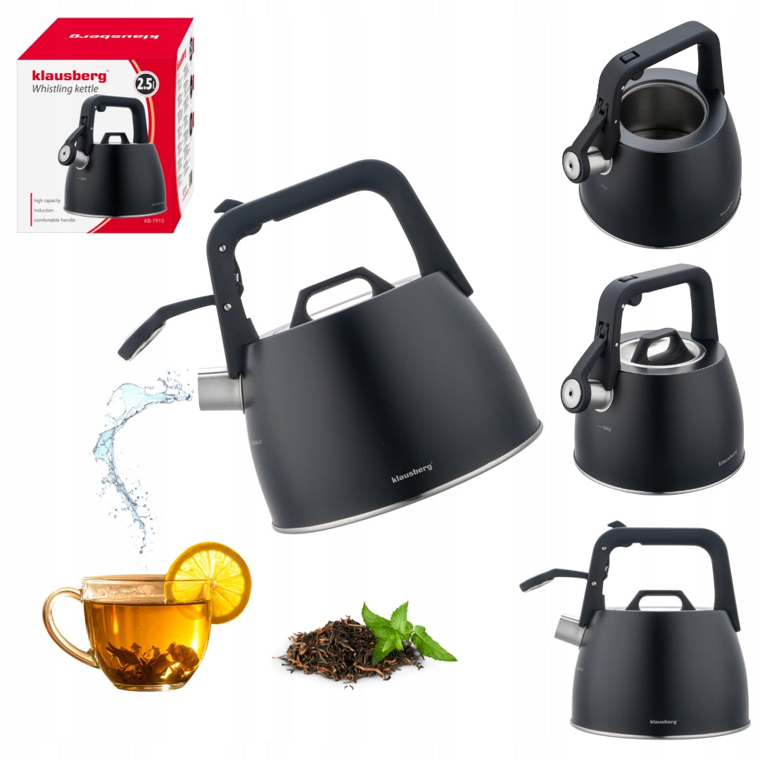 GAS Kettle INDUCTION BLACK traditional steel Klausberg 2,5 BLACK MAT