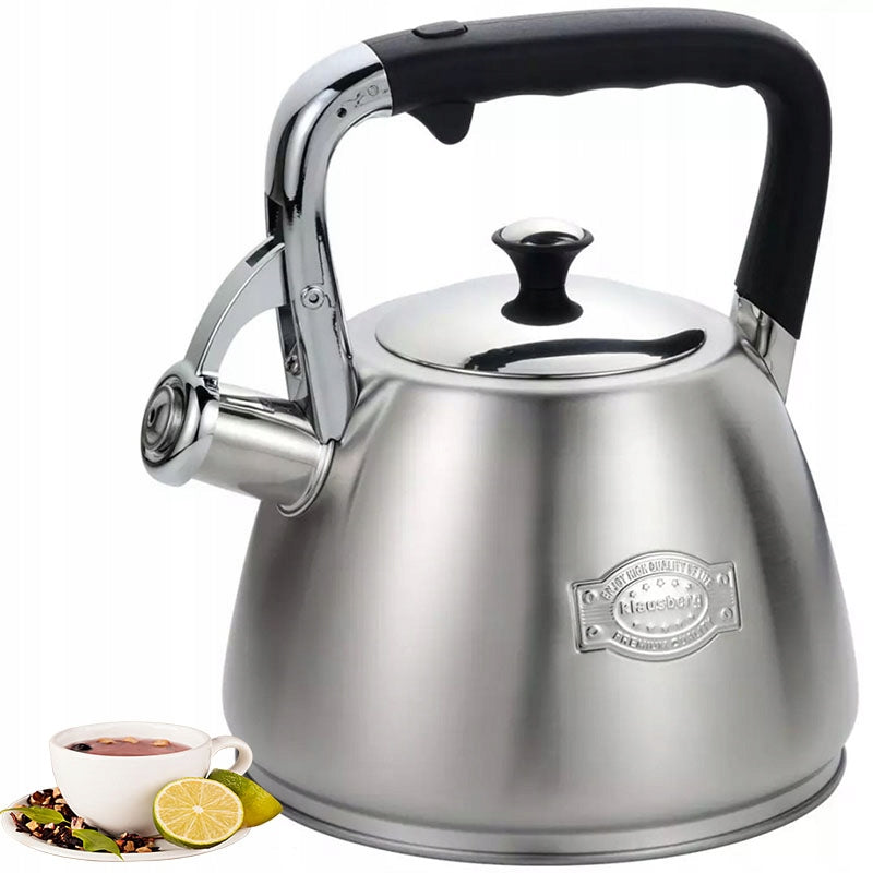 GAS Kettle INDUCTIONS Steel with Whistle 3 L Silver Induction KLAUSBERG