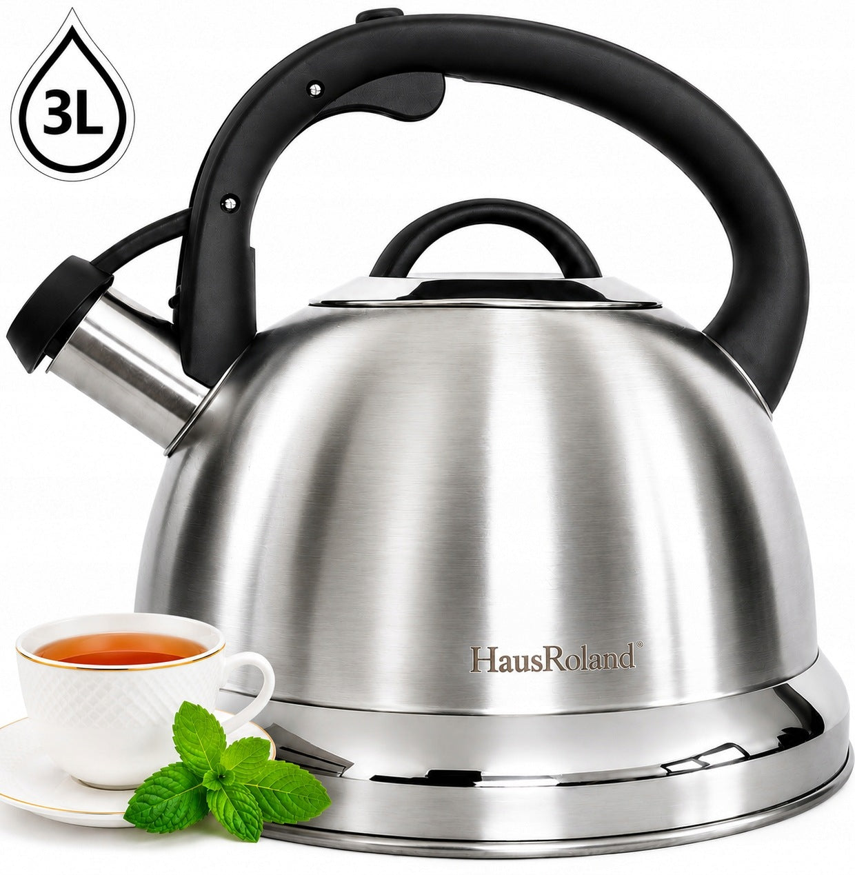 GAS Kettle INDUCTIONS Traditional Steel LARGE 3l Silver INDUCTION