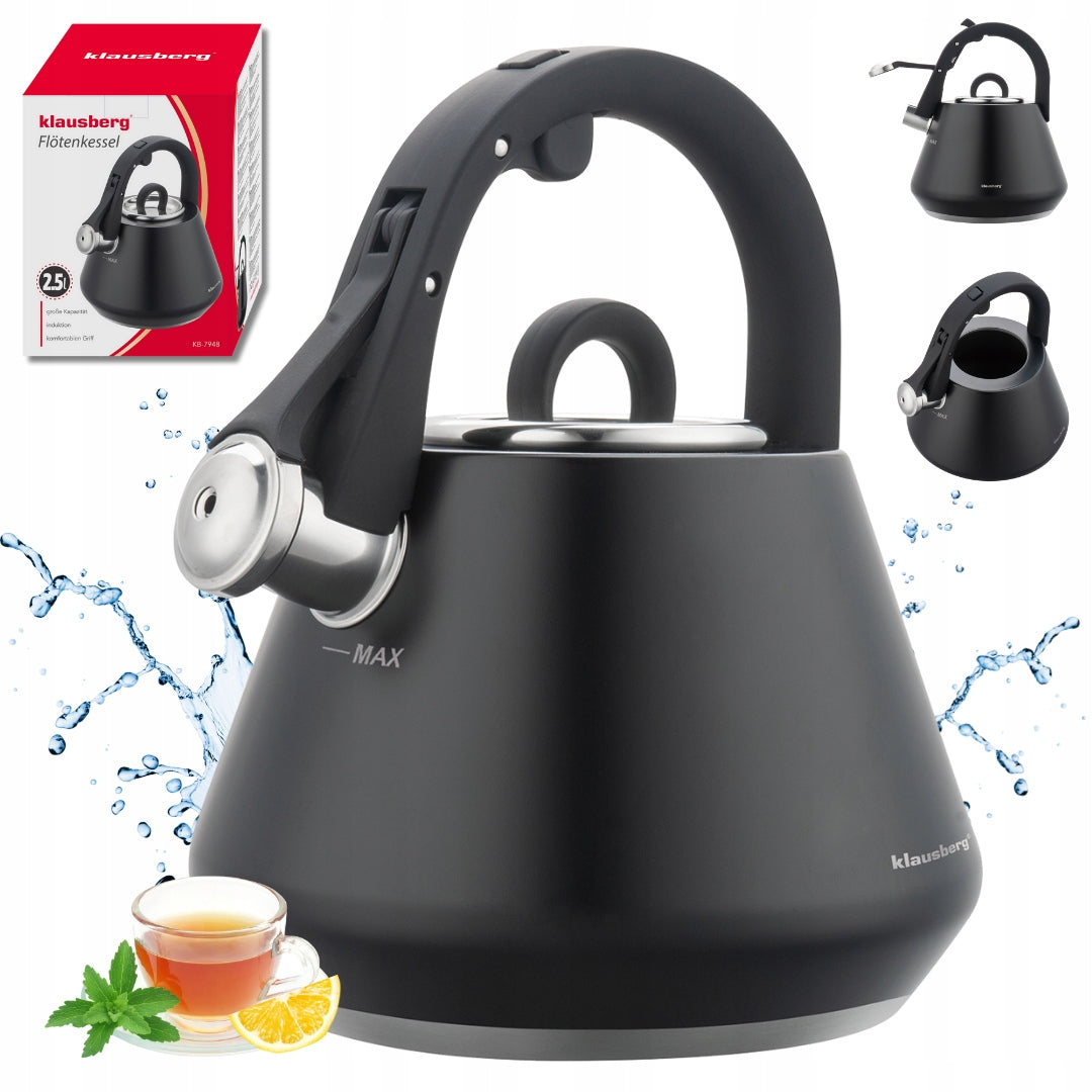 GAS kettle BLACK INDUCTION traditional steel Klausberg 2,5 l