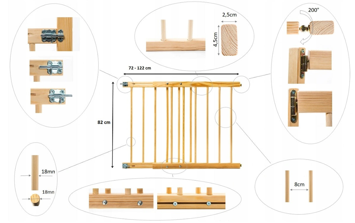GATE FOR STAIRS PROTECTIVE BARRIER 72-122cm Height 92cm Manufacturer code 92