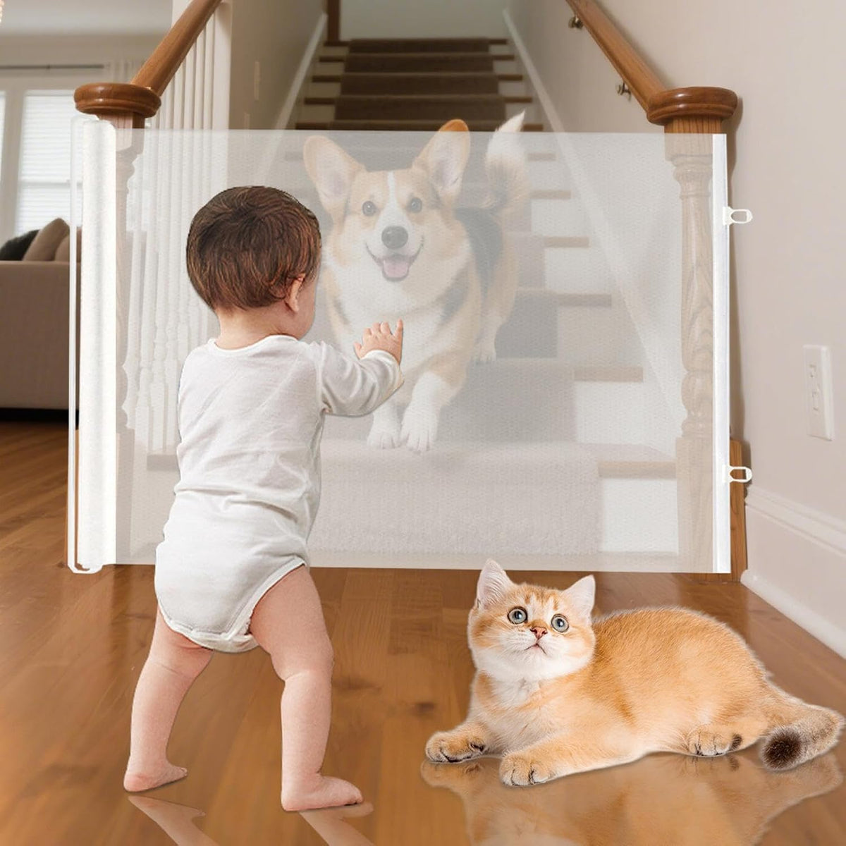 GATE SECURING STAIRS BARRIER PROTECTIVE DOOR UNFOLDED 180X78 CM Packaging status original