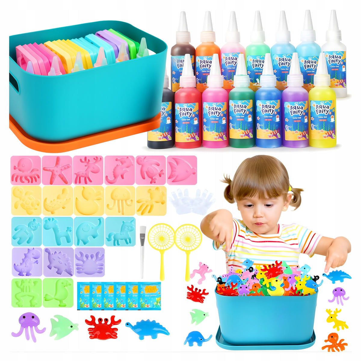 GEL FIGURINES 14 GELS 60 ml FOR WATER SET CREATIVE WATER TOY MOLDS FOR KIDS