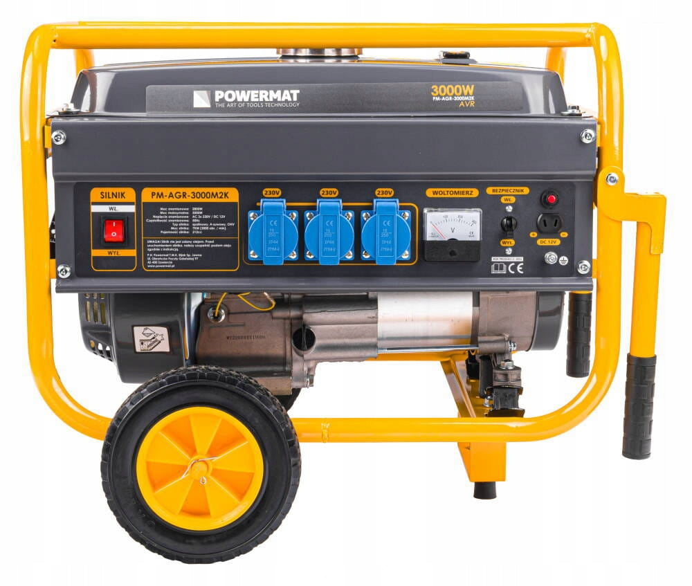 GENERATOR SET 3000W PETROL 230V 7KM WHEELS AVR + OIL Brand Powermat