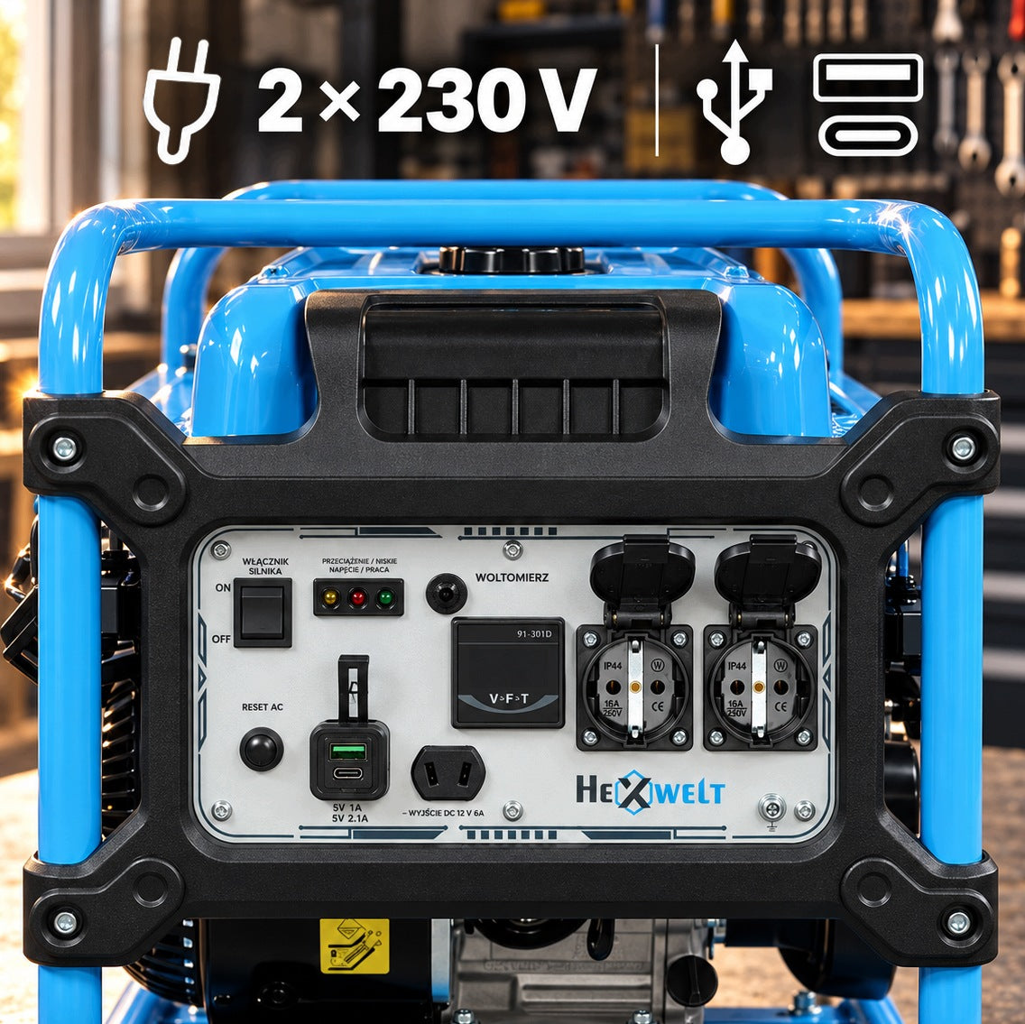 GENERATOR SET 3800W inverter CURRENT GENERATOR 230V COPPER PETROL Manufacturer code HW-API-3750I