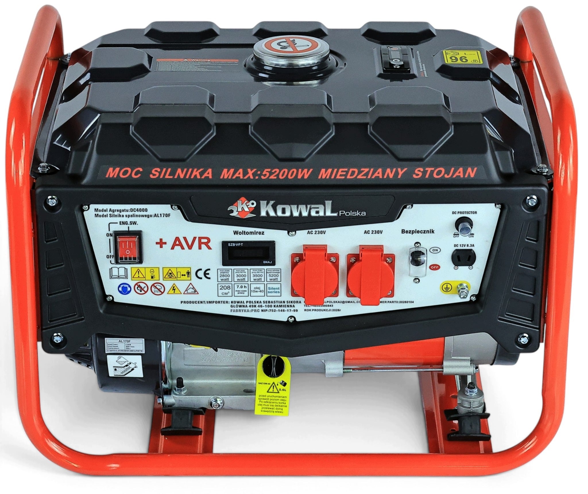 GENERATOR SET 5,2kW COPPER STATOR blacksmith AVR+ HOUR COUNTER Manufacturer code KowaL A1+