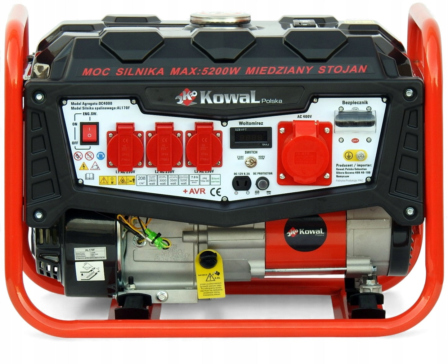 GENERATOR SET 5,2kW generator COPPER stator blacksmith HOUR COUNTER AVR+ Manufacturer code KowaL A2 PRO