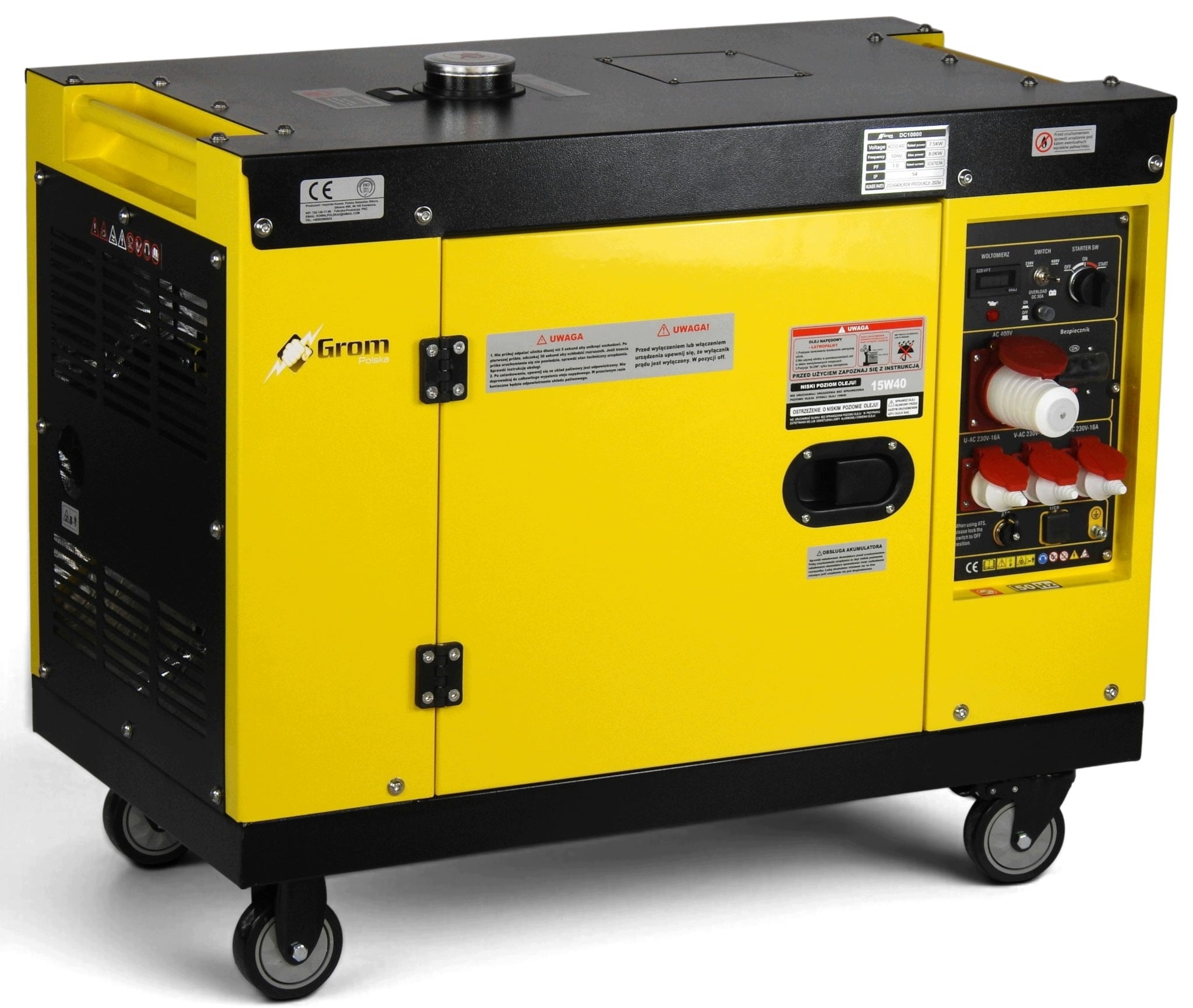 GENERATOR SET 8KW diesel GROM copper stator + rotor ATS/SZR QUIET AVR+ Manufacturer code GROM A27