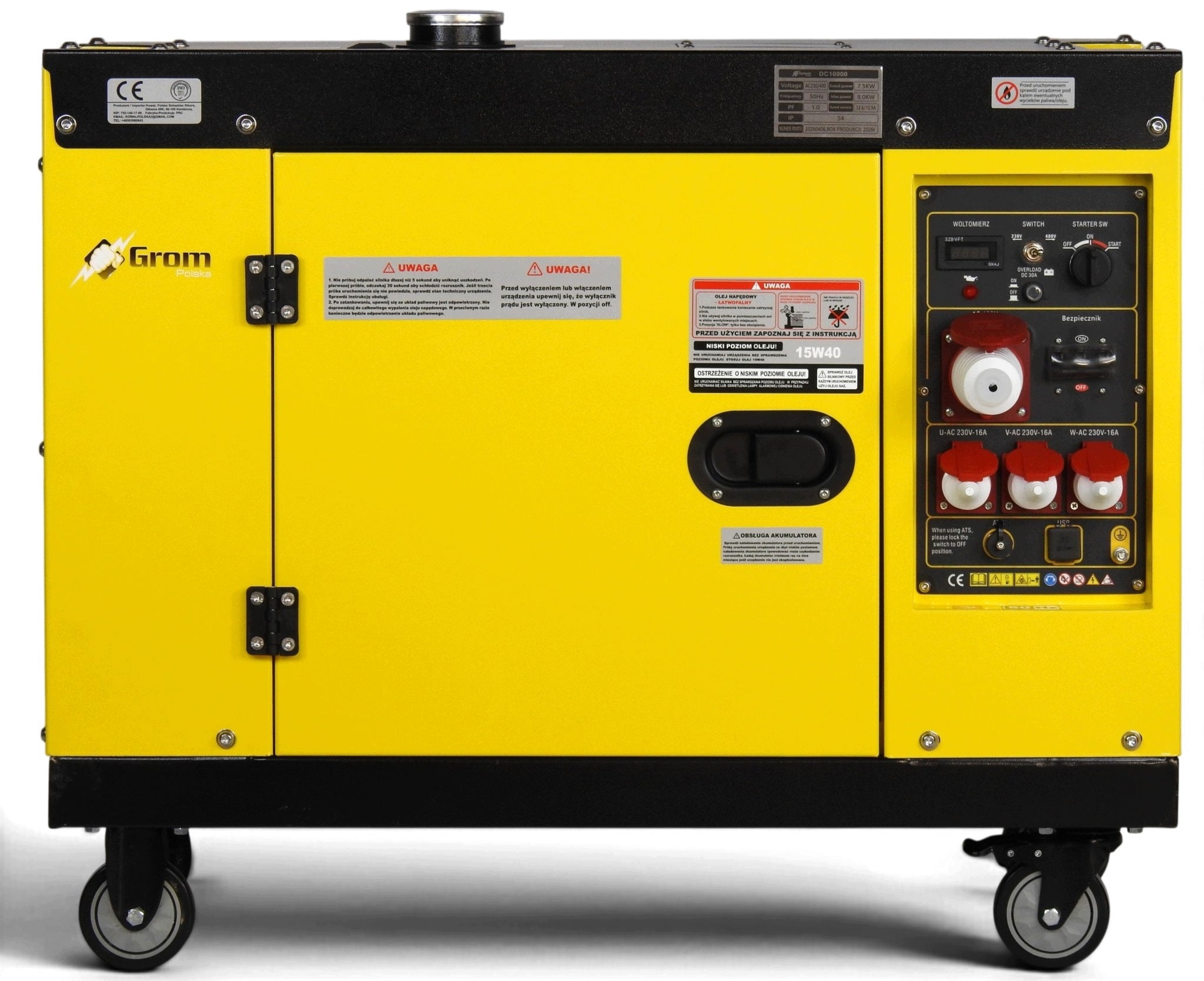 GENERATOR SET 8KW diesel GROM copper stator + rotor ATS/SZR QUIET AVR+ Packaging status original