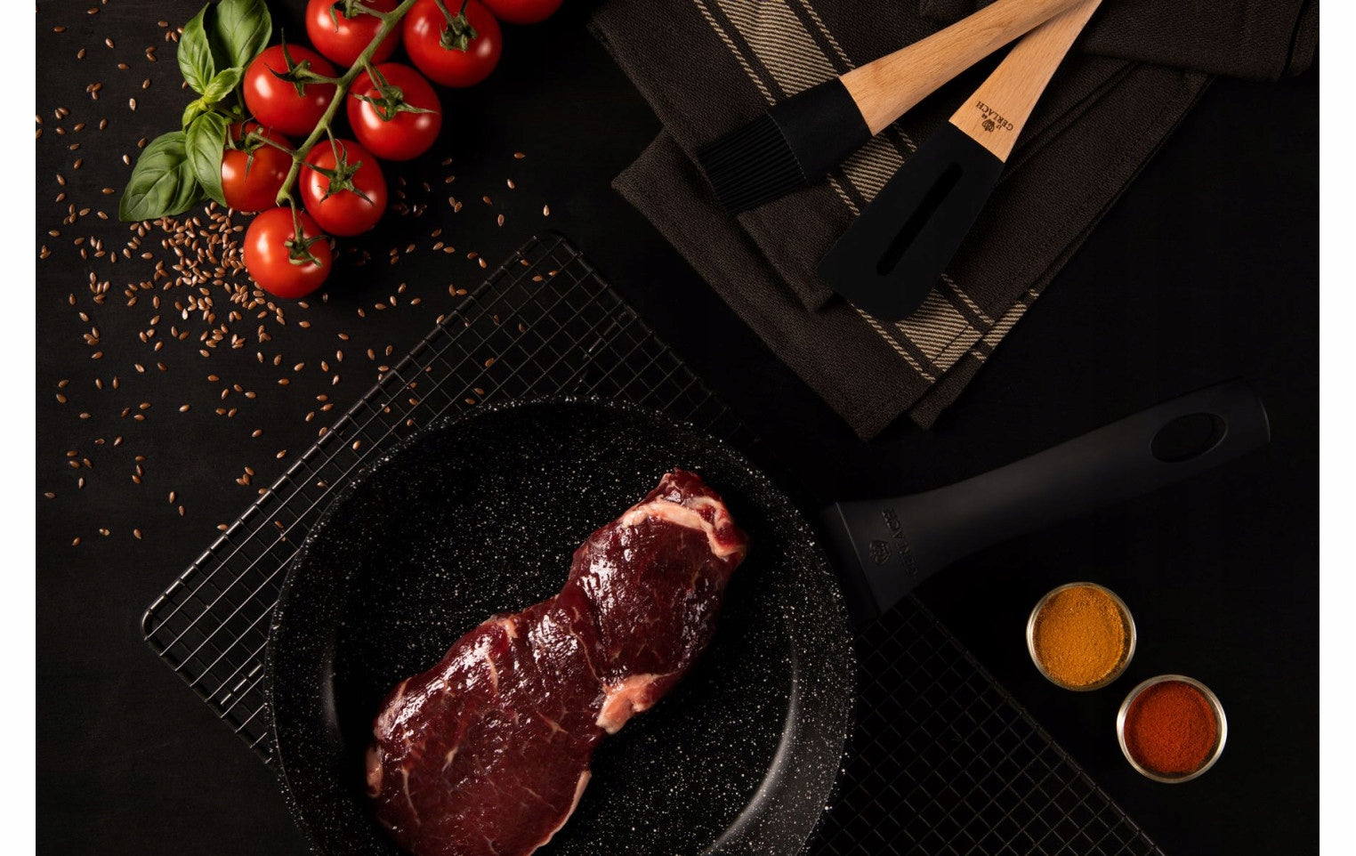 GERLACH ALUMINUM FRYING PAN INDUCTION GAS CERAMIC COATING GRANITEX 24 CM Brand Gerlach