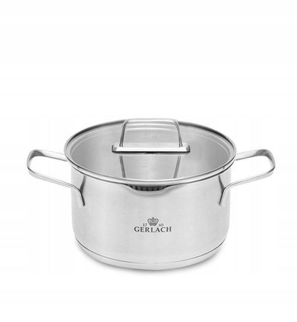 GERLACH AMBIENTE POT 2,5 L WITH LID FOR STRAINING 20 CM STEEL Brand Gerlach