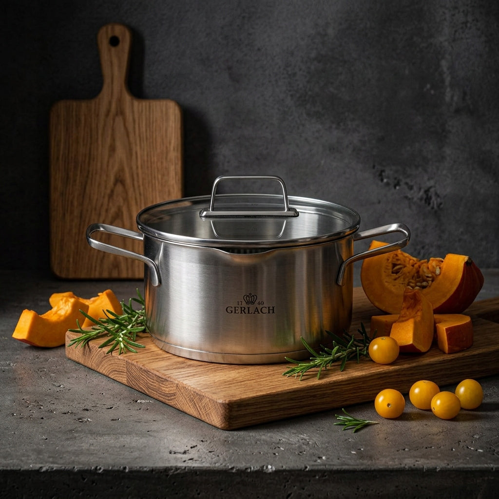 GERLACH AMBIENTE POT 2,5 L WITH LID FOR STRAINING 20 CM STEEL Manufacturer code 983G25