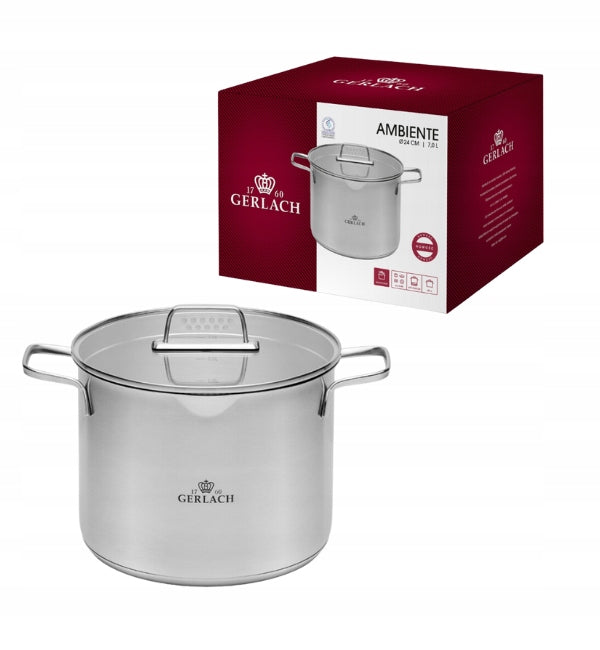 GERLACH AMBIENTE POT 7 l WITH LID 24 CM INDUCTION