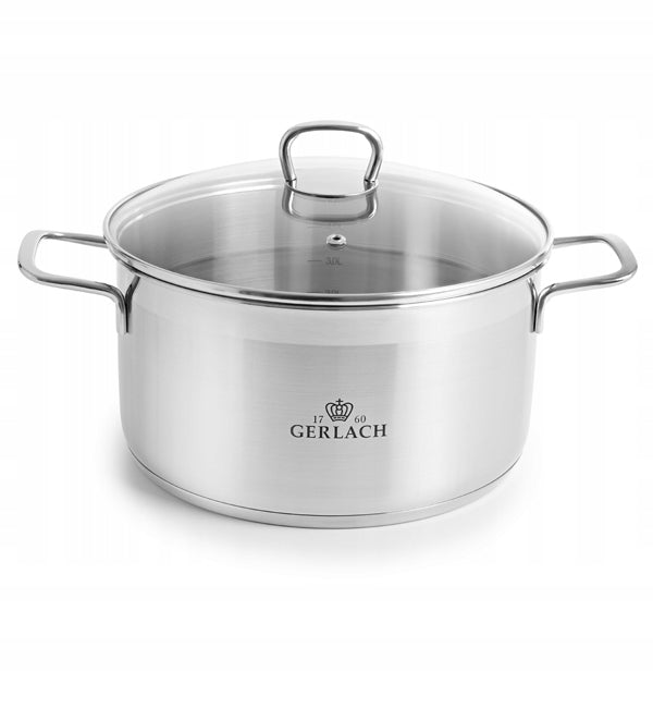 GERLACH BRAVA POT 5 L WITH LID 24 cm STAINLESS STEEL Brand Gerlach